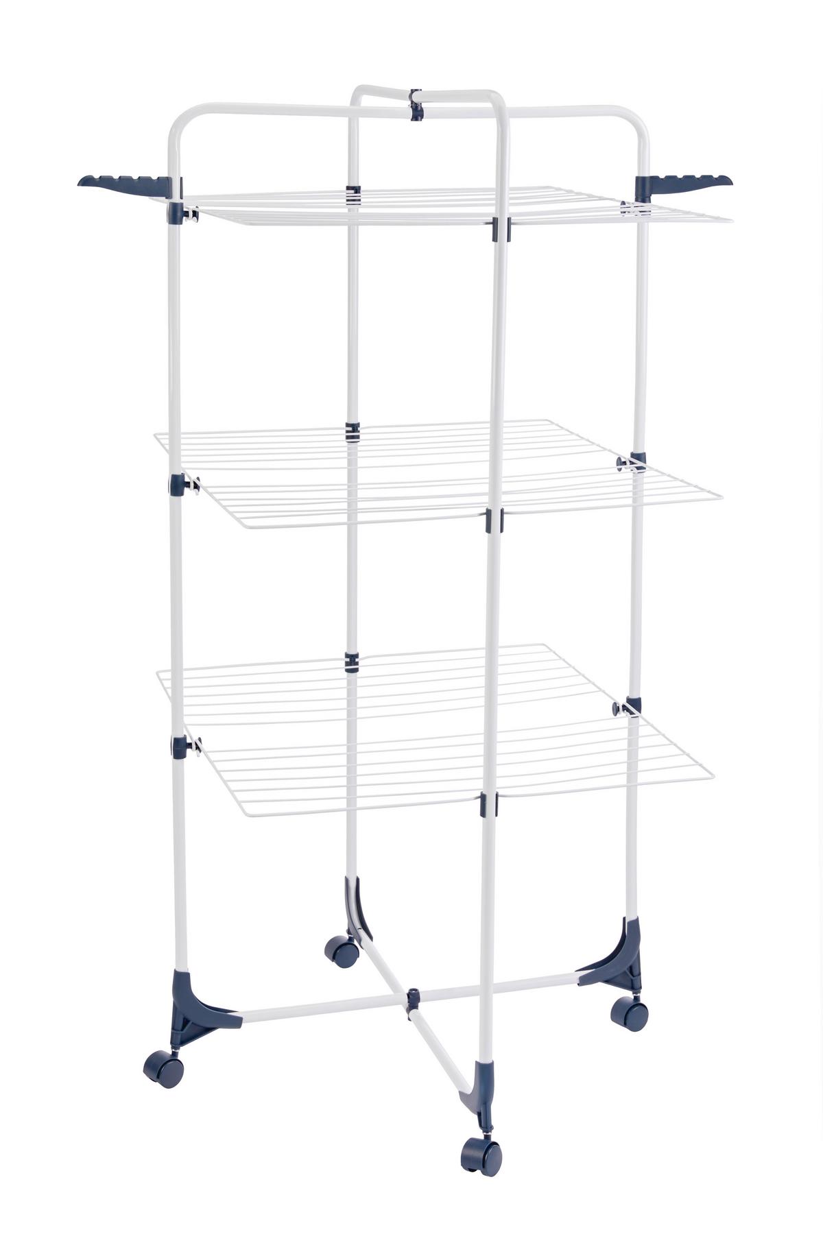 Ruhaszárító Torony Tower - sötétkék/fehér, Konventionell, műanyag/fém (70/65/136cm) - Homezone
