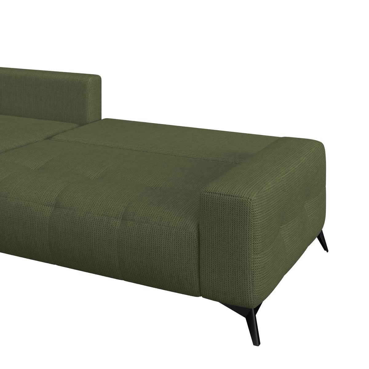 Ecksofa Mauro Moosgrün, Mit Schlaffunktion - Waldgrün/Schwarz, Trend, Textil (175/290cm) - Luca Bessoni