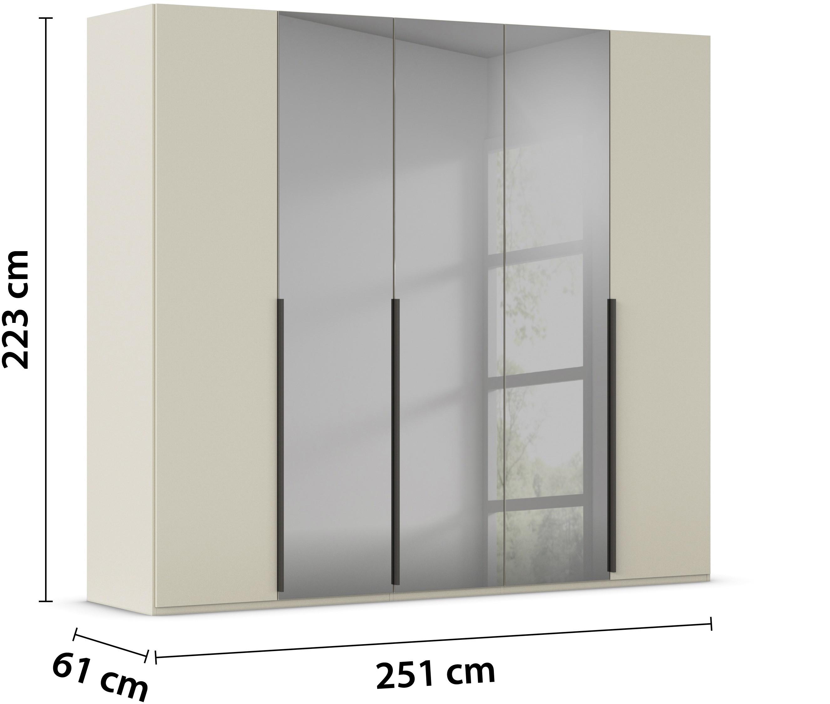 Drehtürenschrank Paola Grau/Champagner B: 251 cm - Champagner/Grau, Trend, Glas/Holzwerkstoff (251/223/61cm) - Rauch Möbel