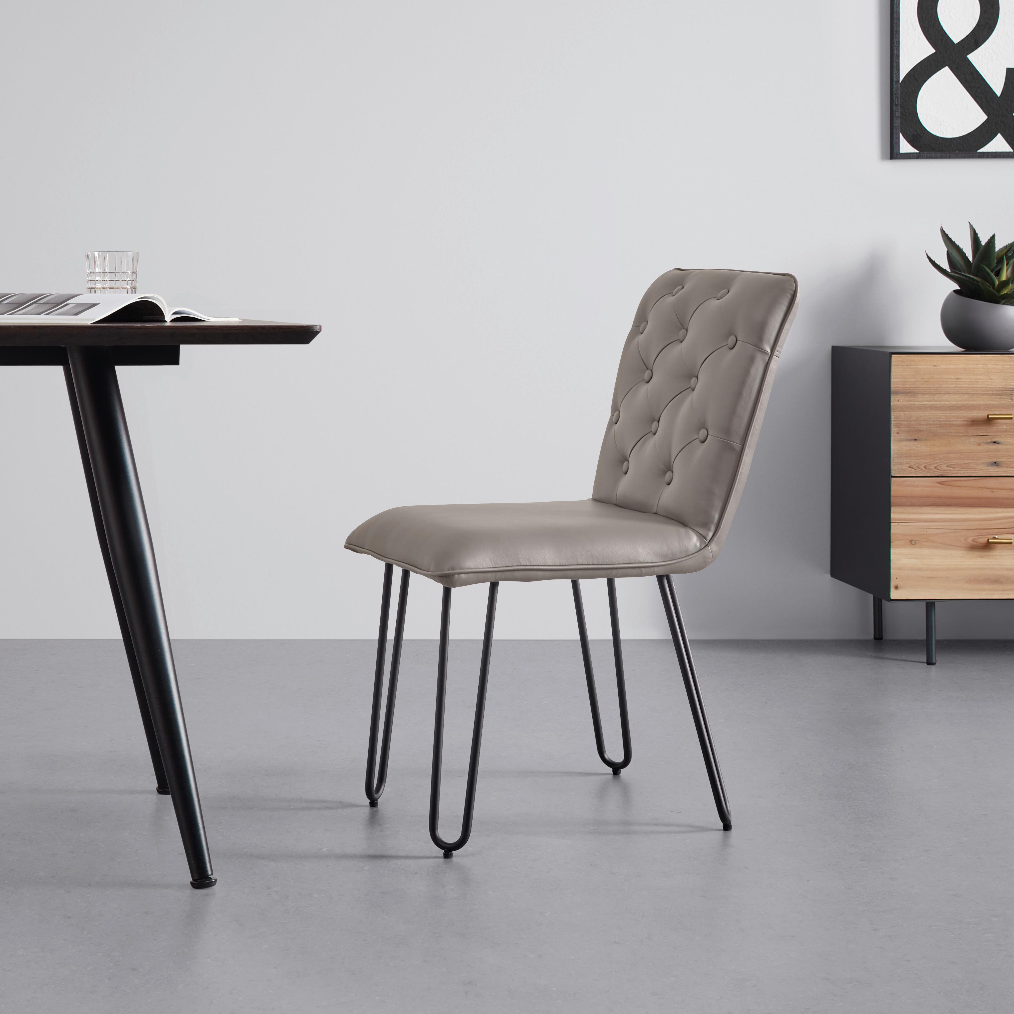Židle Ivie - šedohnědá koženka - černá/šedohnědá, Moderní, kov/dřevo (43/86/62cm) - Bessagi Home