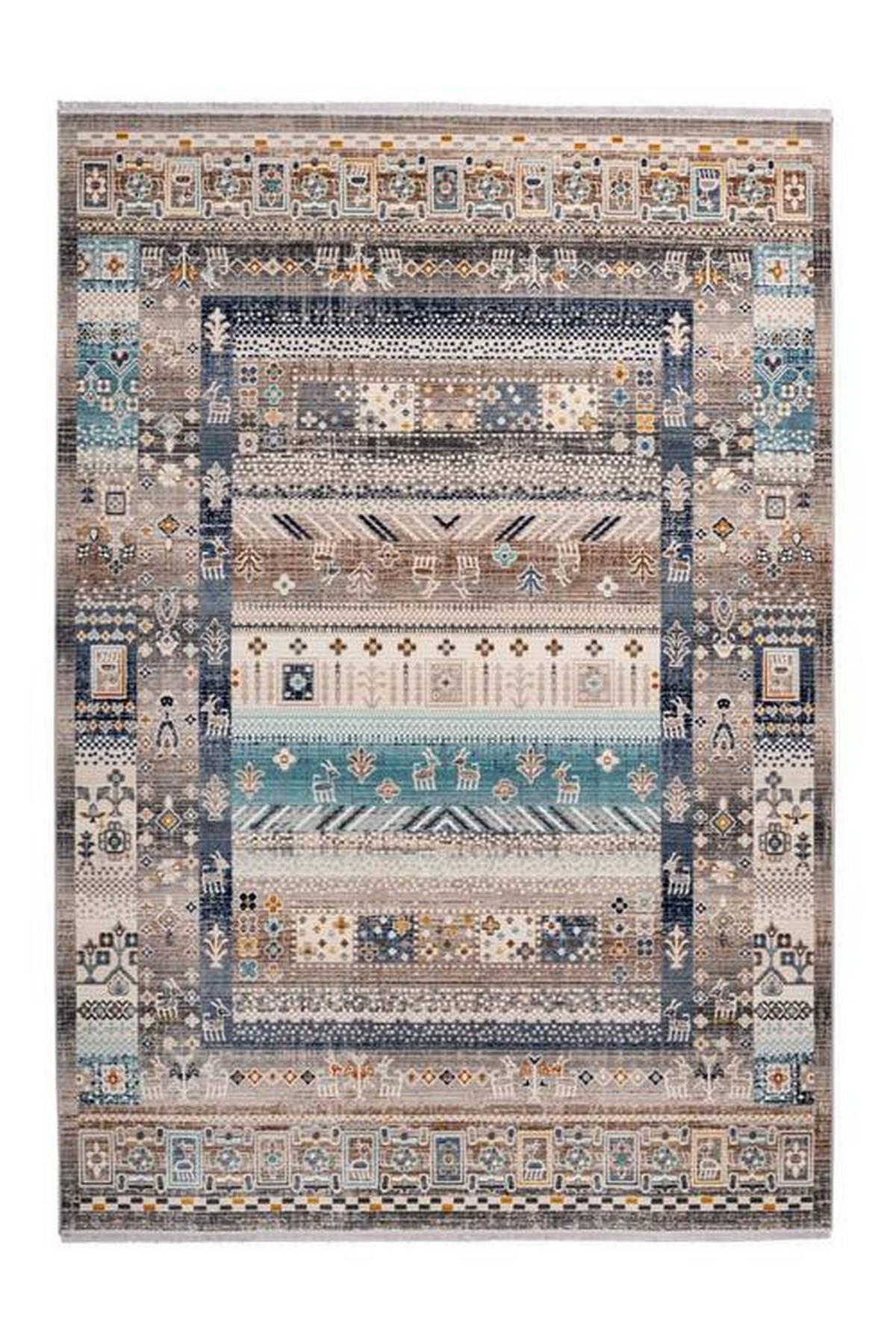 Webteppich Blau/Braun Anouk 120x170 cm - Blau/Braun, Design, Textil (120/170cm) - Kayoom