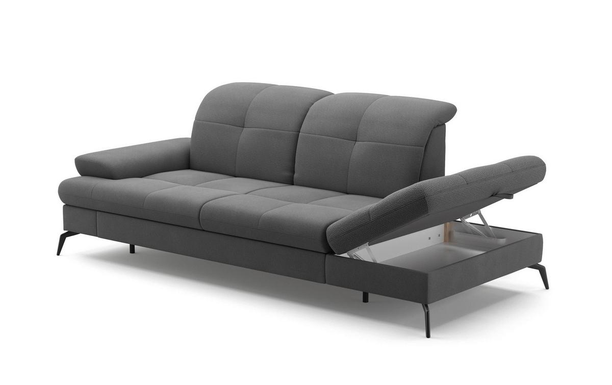 Récamiere Amica E, Grau B: 231 cm - Schwarz/Grau, KONVENTIONELL, Textil (231/90/122cm) - Sit & More