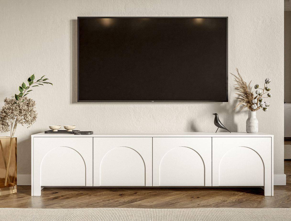 Bílá komoda, bezúchytkové otevíraní, š: 204cm - bílá, Design, kompozitní dřevo (204/51/35cm)