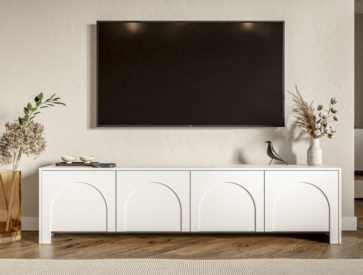 Bílá komoda, bezúchytkové otevíraní, š: 204cm - bílá, Design, kompozitní dřevo (204/51/35cm)