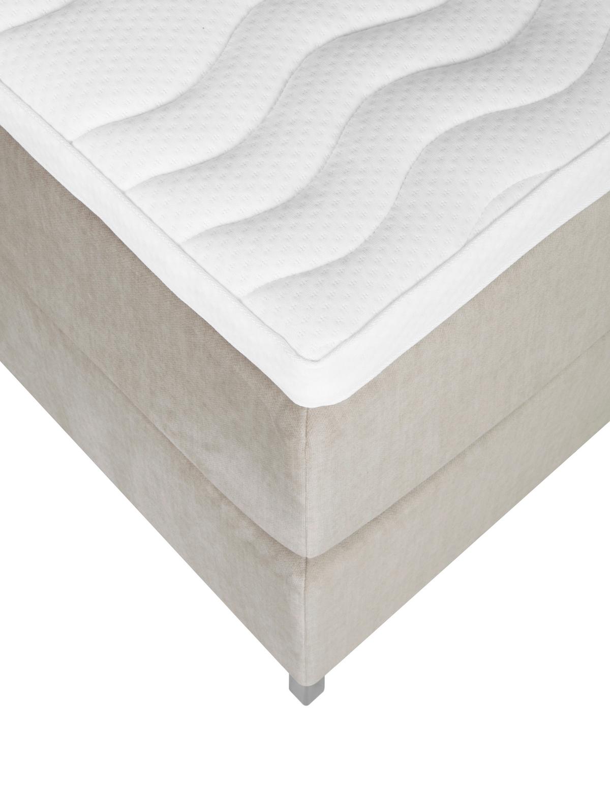 Boxspringbett Graz 140x200 cm Beige inkl. Topper - Beige/Alufarben, MODERN, Textil (140/200cm) - MID.YOU