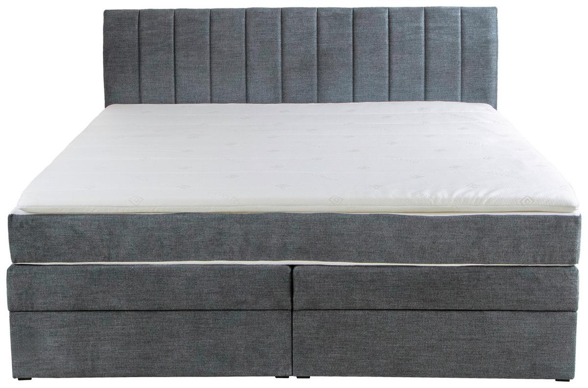 Boxspringbett Shark Grau Lxf: ca. 160x200 cm - Schwarz/Grau, Holzwerkstoff/Textil (160/200cm) - MID.YOU