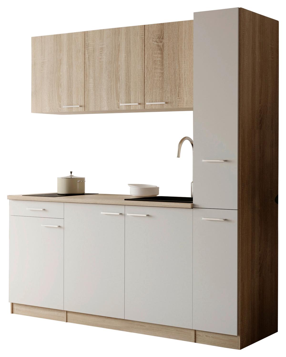 KÜCHENBLOCK Ingrid, Weiß B: 180 cm - Eichefarben/Weiß, Design, Holzwerkstoff (180cm) - Respekta