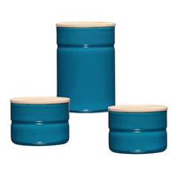 VORRATSDOSENSET 0202-200 KIMA BLUE - Blau/Eschefarben, Basics, Holz/Metall - Riess