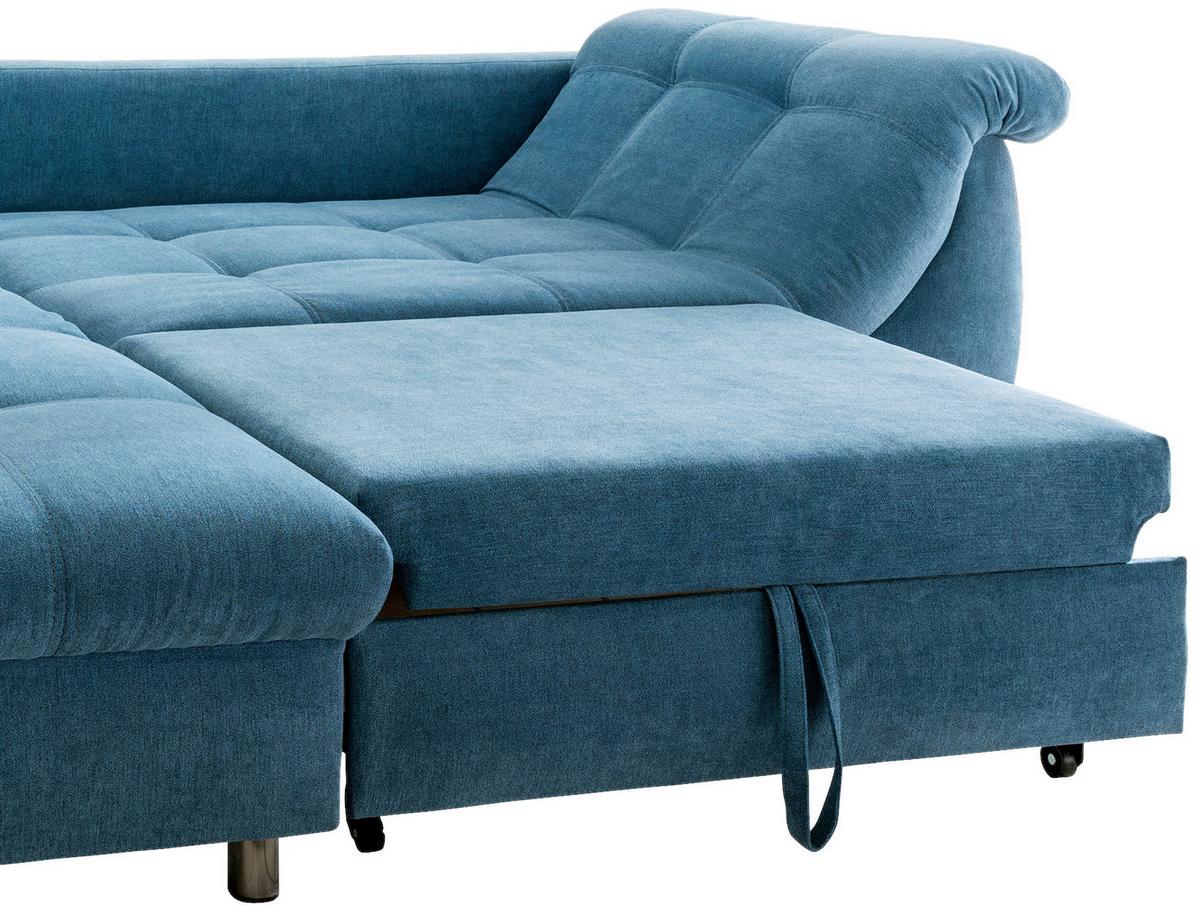 Rohová sedačka AGIRA, ľavá, modrá / strieborná - modrá/chrómová, Design, textil/plast (190/250cm) - Livetastic