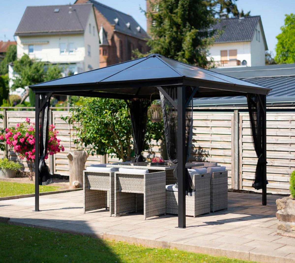 Pavillon Verona 298x298 Cm Wetterfest Gartenpavvilon - Anthrazit, Basics, Kunststoff/Metall (298/261/298cm)