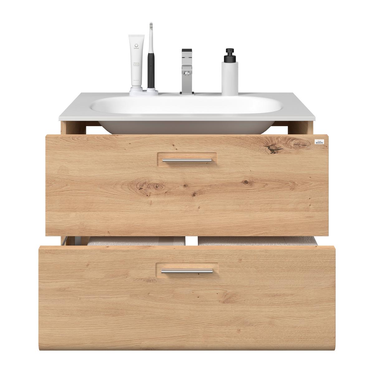 Waschbeckenunterschrank mit Soft-Close Avensis, B: 75 cm - Eichefarben, MODERN, Holzwerkstoff (75/53/45cm) - Luca Bessoni