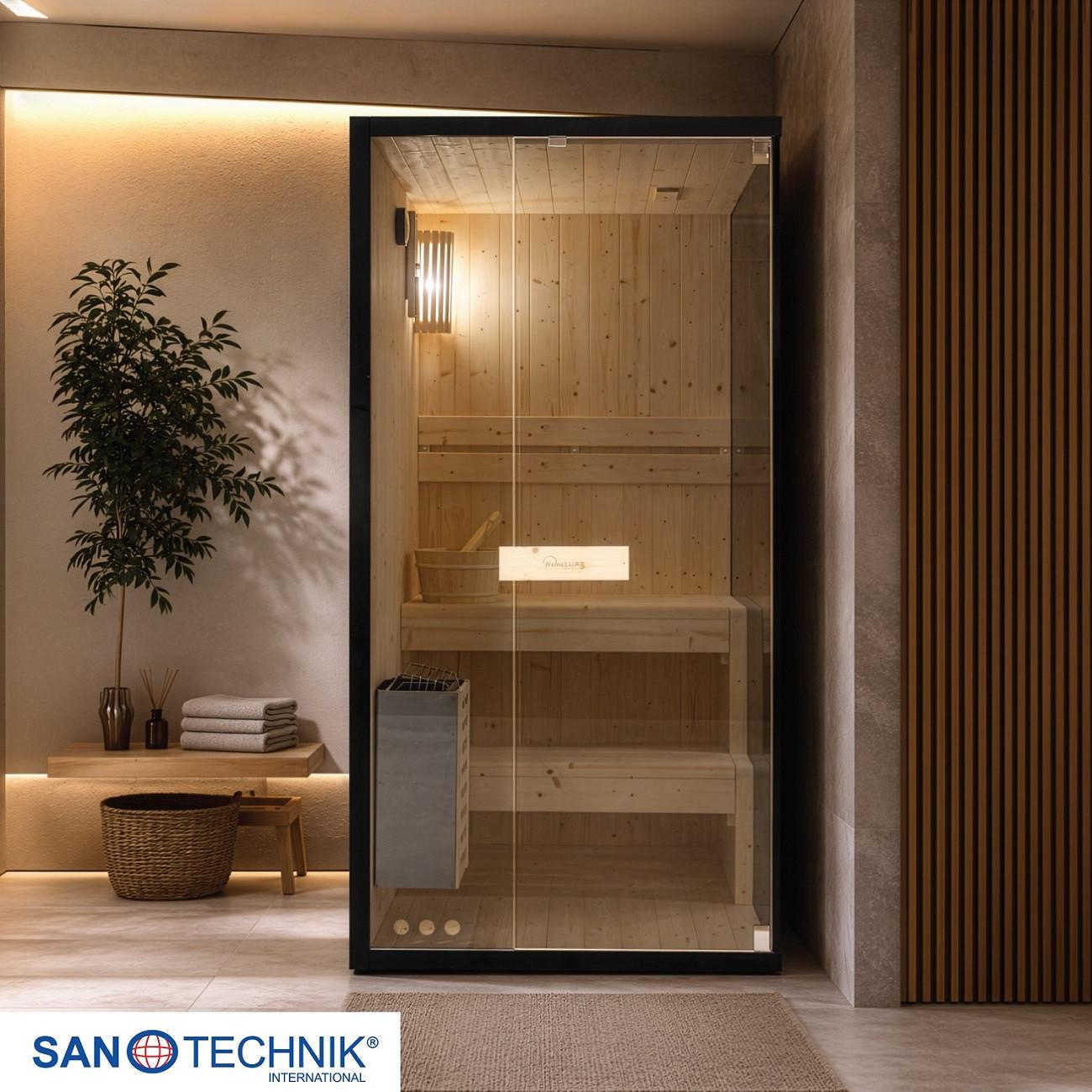 Sauna FX75100 geeignet für 1 Person - Fichtefarben, Basics, Glas/Holz (100/120/200cm) - Sanotechnik