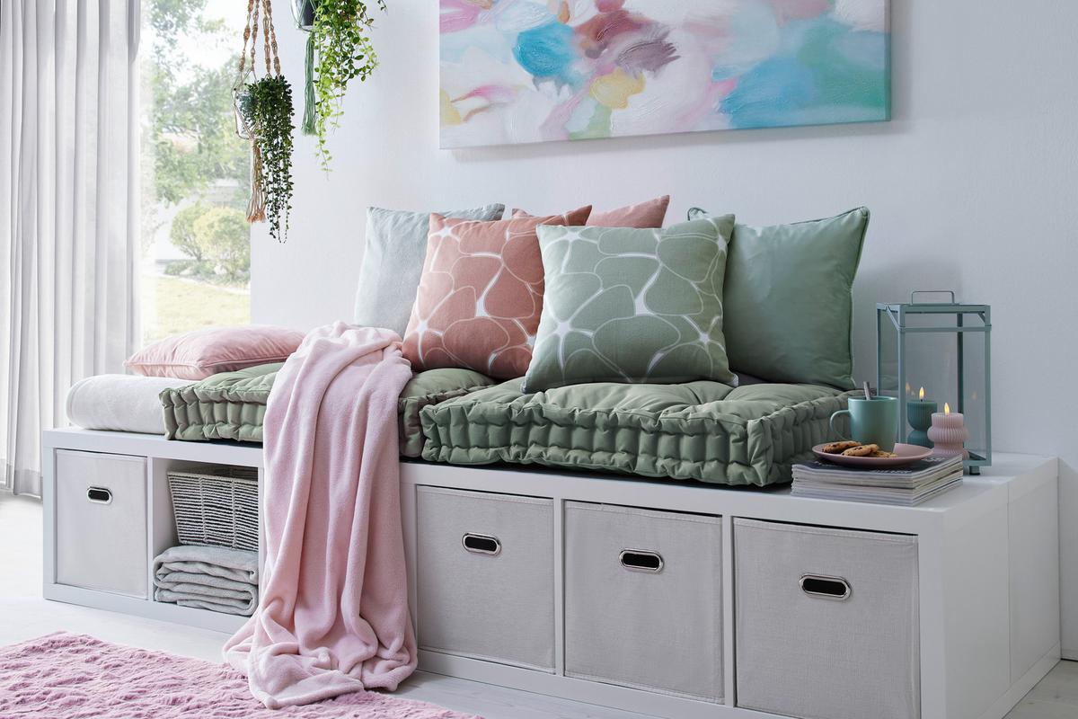 Dekorační polštář Blooming, 45/45cm, růžová - pink, Romantický / Rustikální, textil (45/45cm) - Modern Living