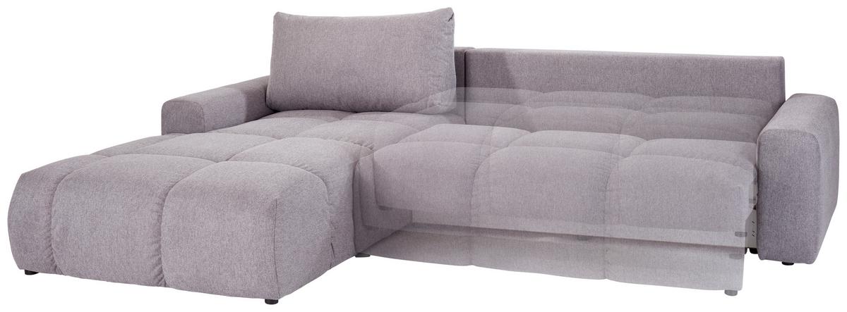 Ecksofa Atlantic Mit Schlafftunktion und Bettkasten - Schwarz/Grau, Design, Textil (214/305cm) - Luca Bessoni