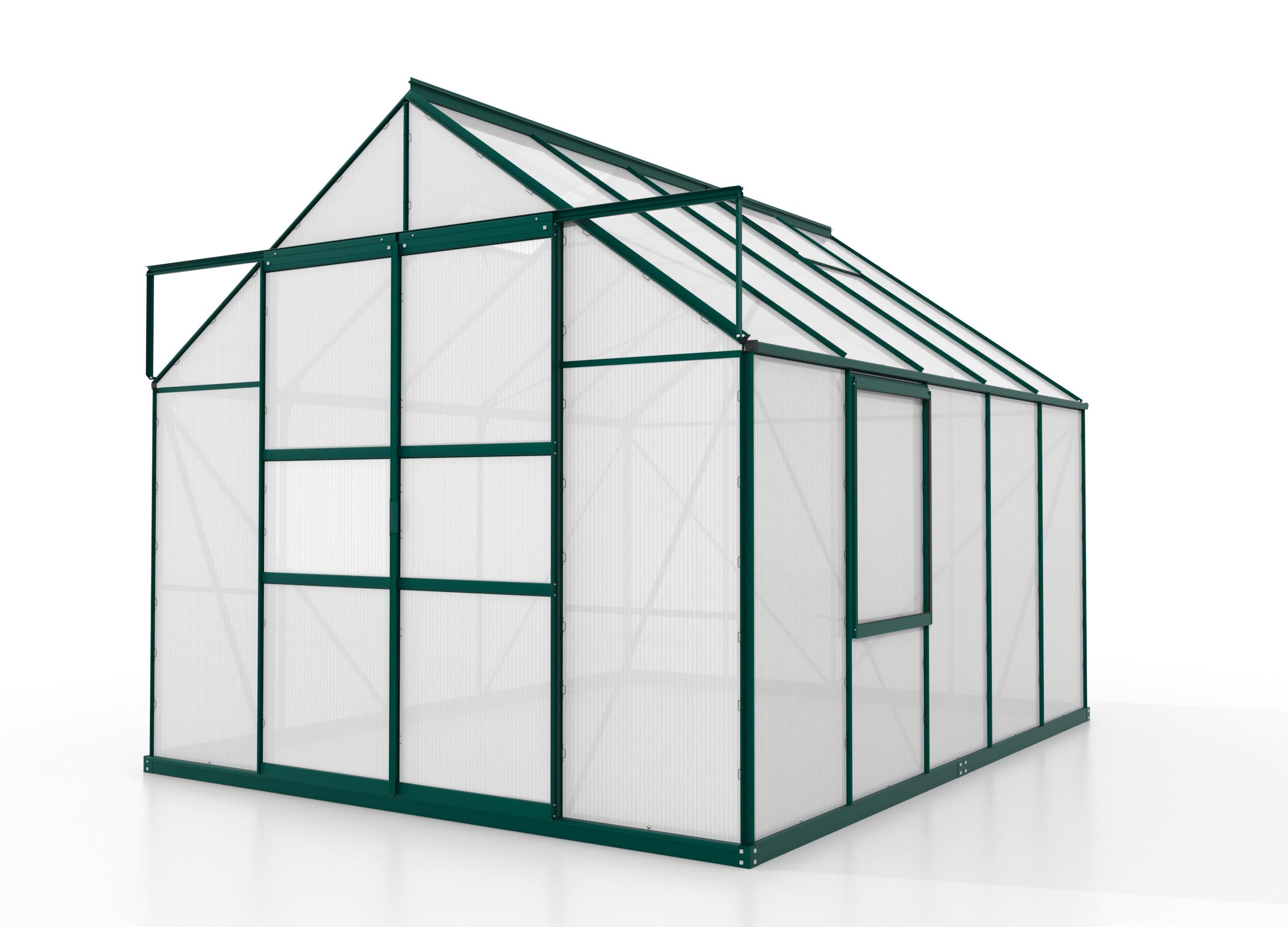 Gewächshausbausatz Meridian 2 8300 8,2 M2 Metall/Kunststoff - Grün, Basics, Kunststoff/Metall (257/231,8/321cm)