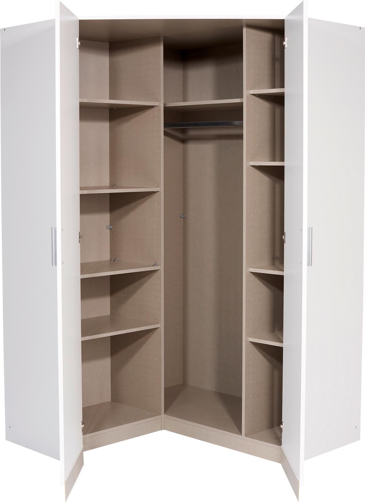 ROHOVÁ SKŘÍŇ CELLE - bílá/barvy hliníku, Moderní, kompozitní dřevo/plast (117/197/117cm)