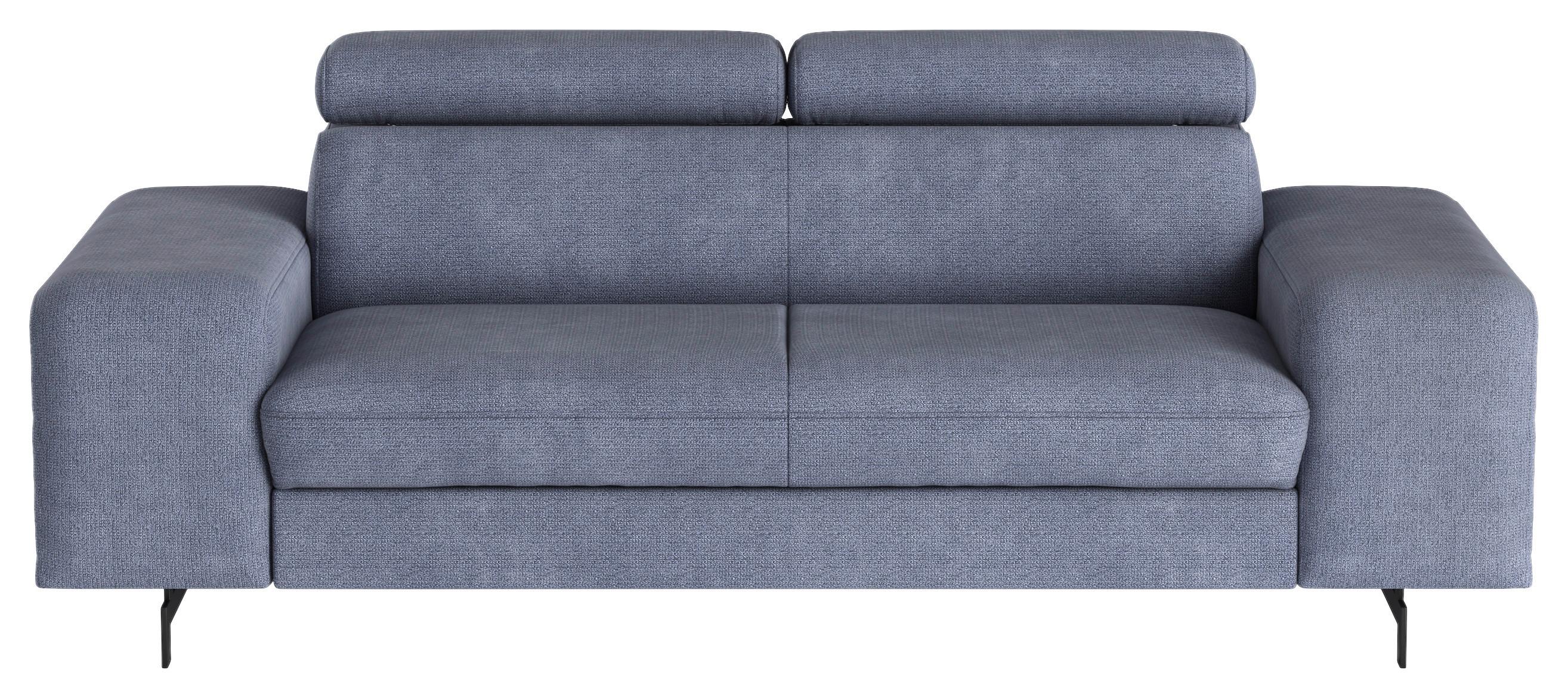 3-sitzer-sofa Emma Mit Liegefunktion Blau B: 217 Cm - Blau/Schwarz, Textil (217/81/100cm) - MID.YOU