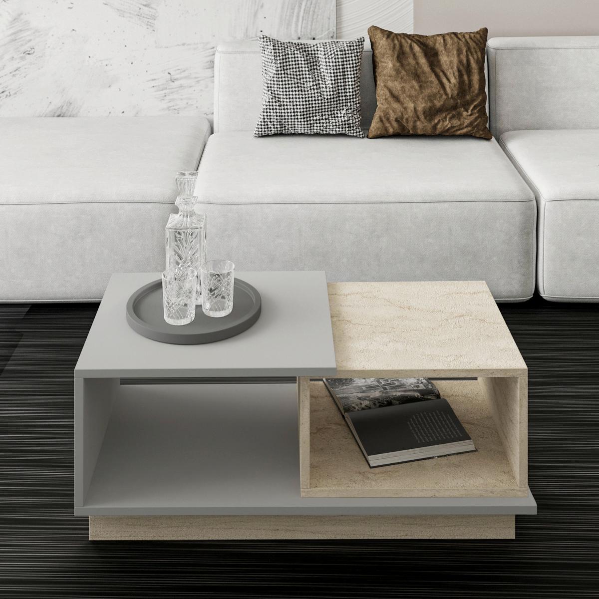 Couchtisch Concept Grau, Beige L: 90 cm - Beige/Grau, Design, Holzwerkstoff (90/45/36cm) - Livetastic