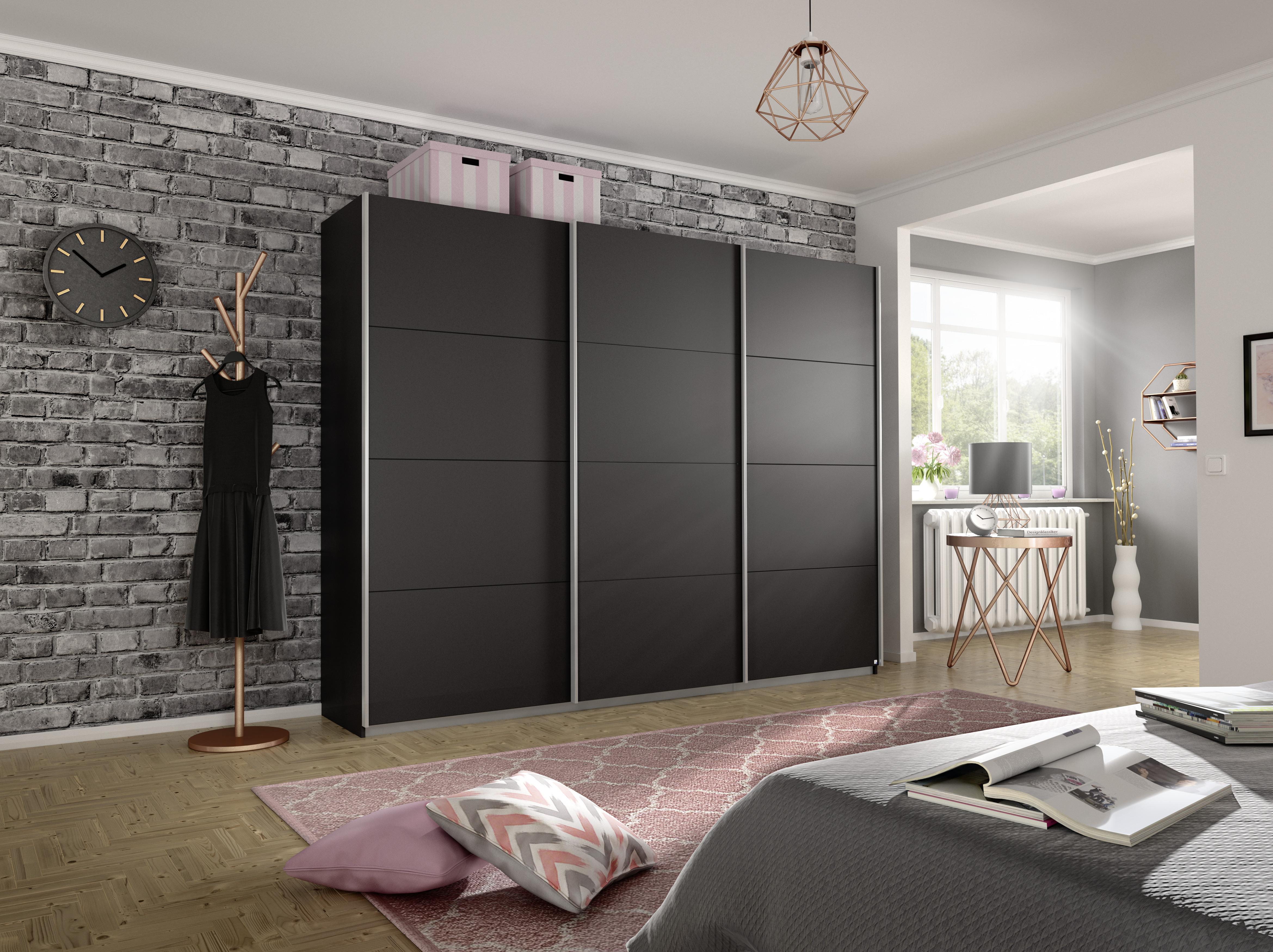 Skriňa s posuvnými dvermi BELLUNGO sivá 271 cm - sivá/hliníková, Modern, kov/kompozitné drevo (271/230/62cm) - MID.YOU