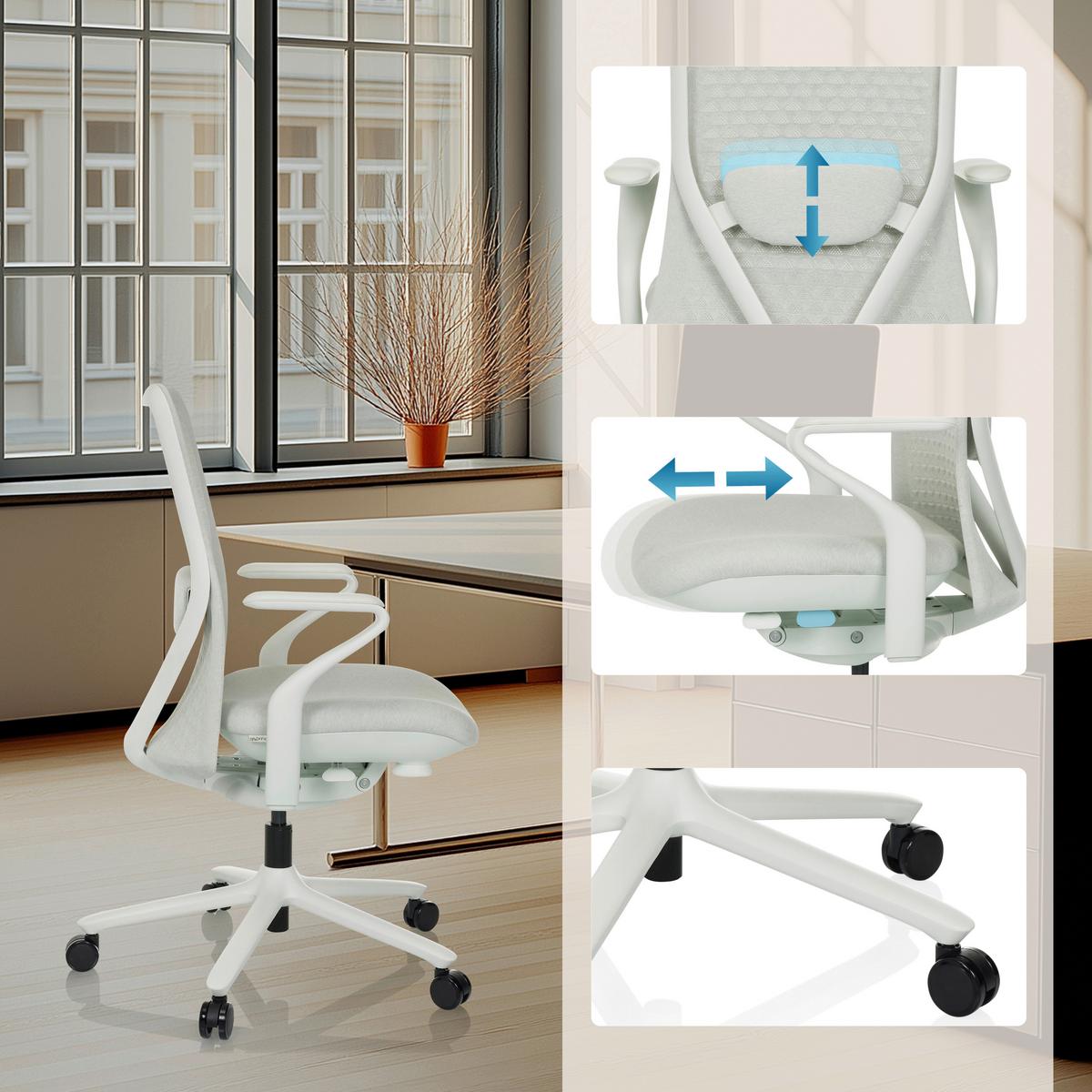 Drehstuhl Vervio Hellgrau B: 63 Cm - Hellgrau/Weiß, MODERN, Kunststoff/Textil (63/111/67cm) - MID.YOU