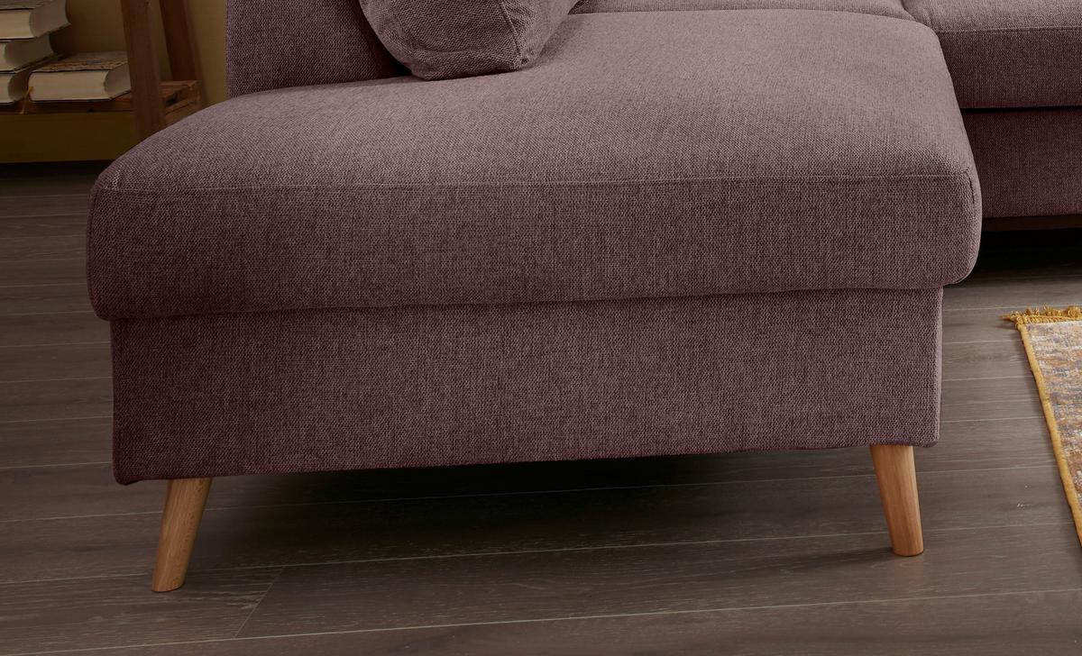 Ecksofa Mit Schlaffunktion Valentina Mit Kissen Bordeaux - Bordeaux/Naturfarben, KONVENTIONELL, Textil (200/230cm) - P & B