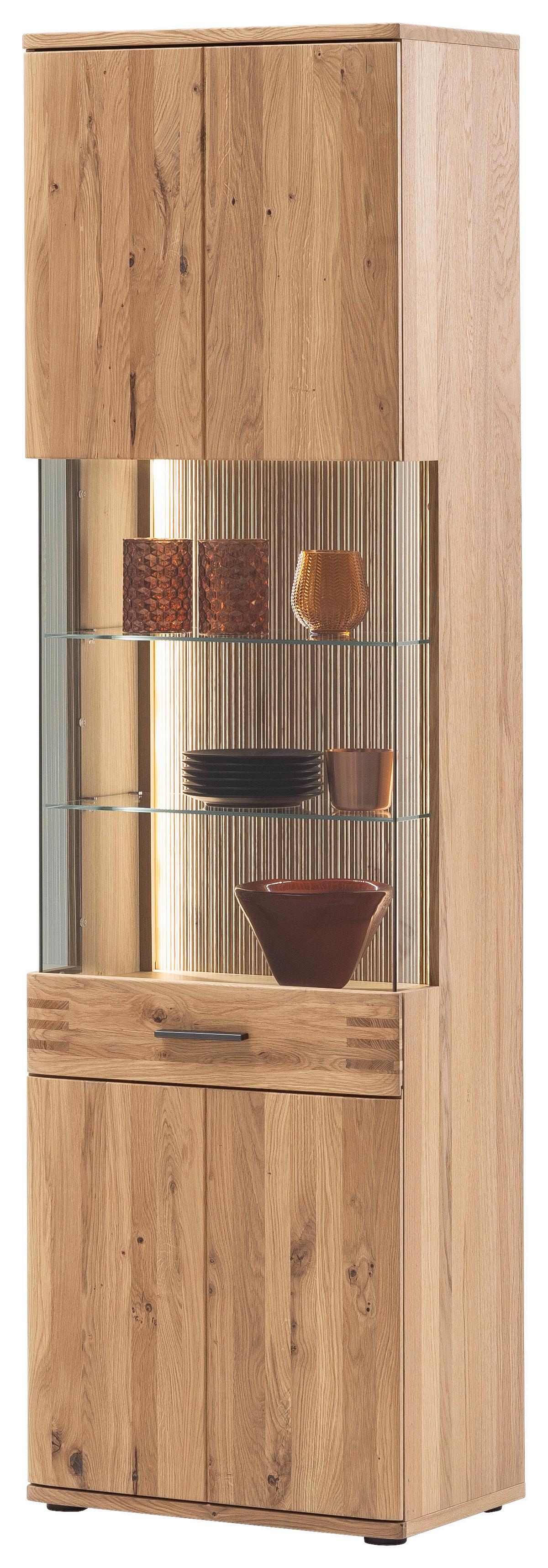 Vitrine Salvador B: 60 cm Eichefarben - Eichefarben/Schwarz, Design, Glas/Holz (60/208/37cm) - Livetastic