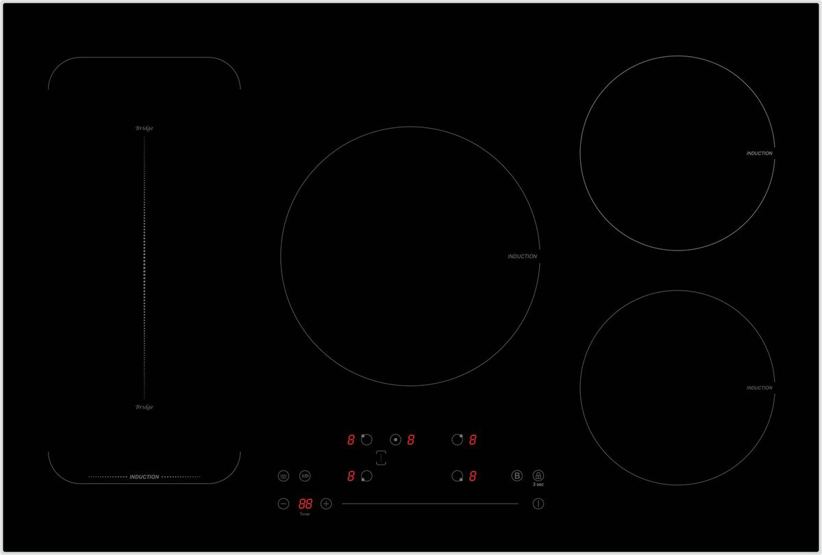 Induktionskochfeld Schwarz B: 77 Cm - Schwarz, Basics, Glas (77/6/52cm) - PKM