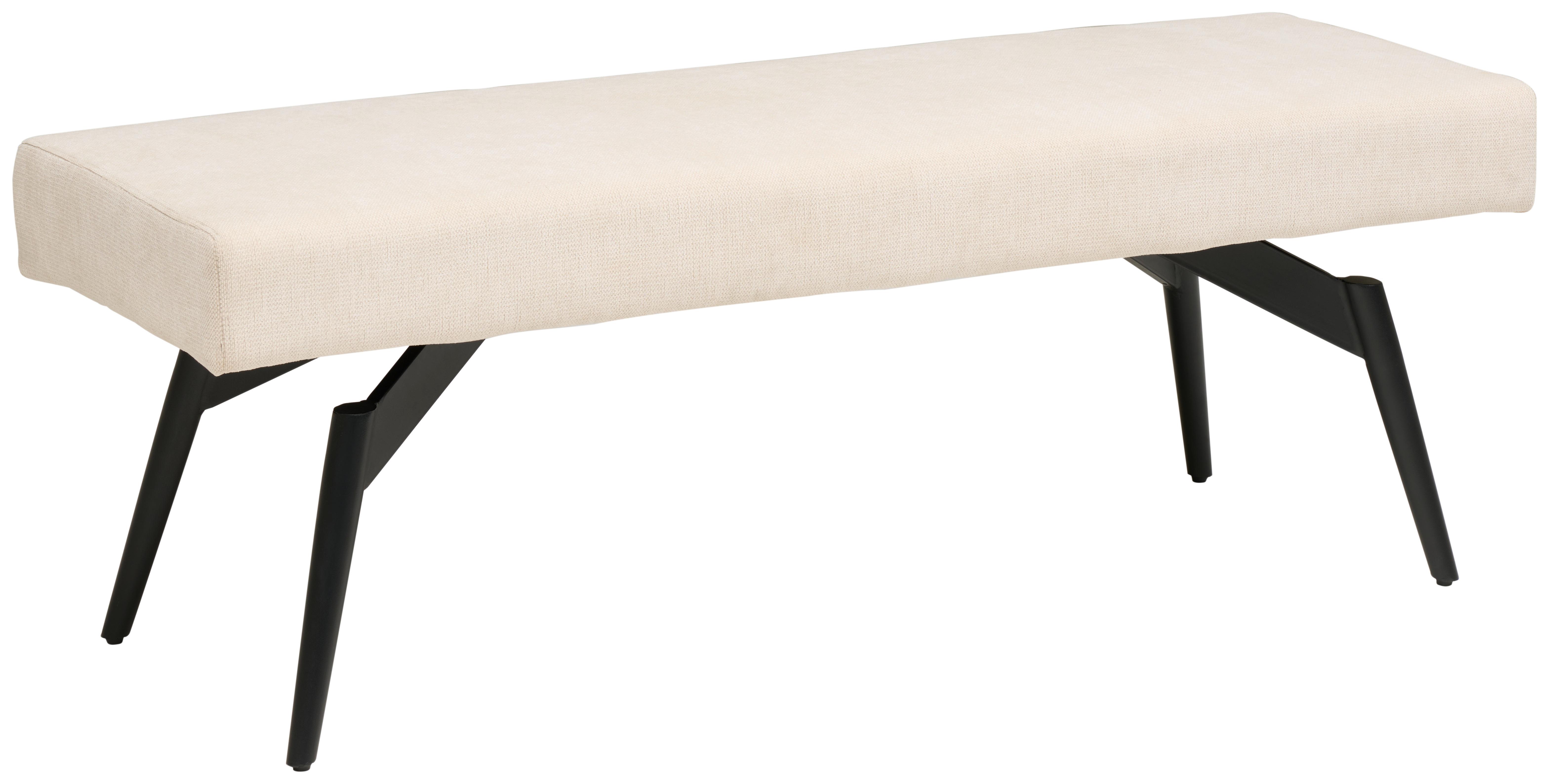 Sitzbank Tinos Ohne Lehne Beige, B: 140 Cm - Beige/Schwarz, KONVENTIONELL, Textil/Metall (140/49/47cm) - MID.YOU