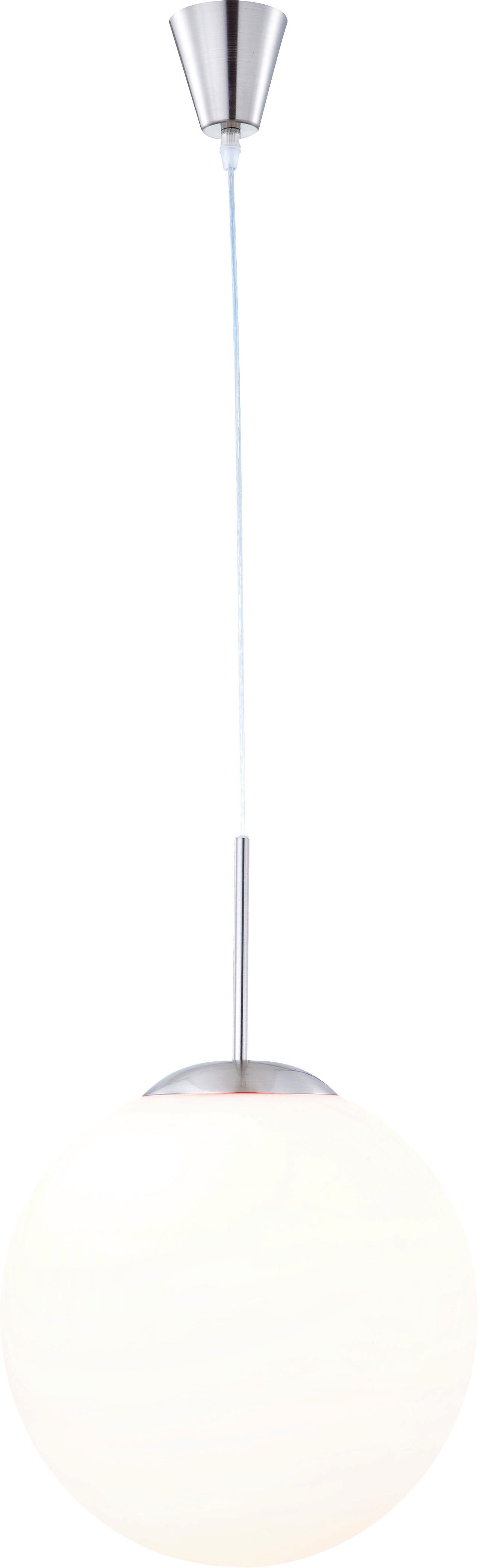 Hängeleuchte Balla H: 180 cm 1-Flammig, Opalglas-Kugel - Opal/Nickelfarben, Basics, Glas/Metall (30/180cm) - Globo
