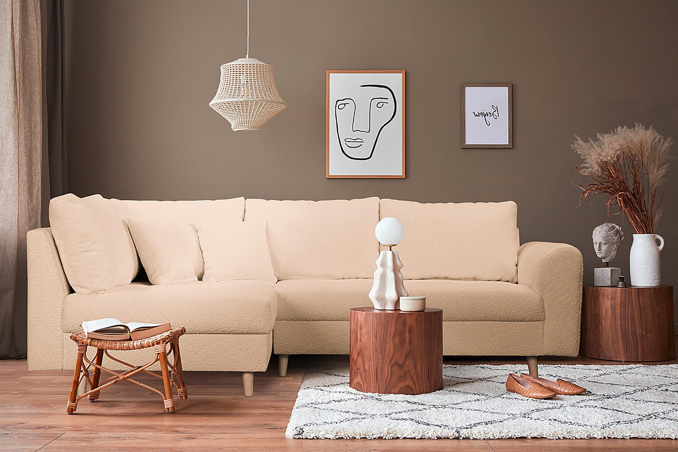 Ecksofa Ariella Beige S: 161x231 cm - Beige/Naturfarben, Design, Textil (161/231cm) - Livetastic