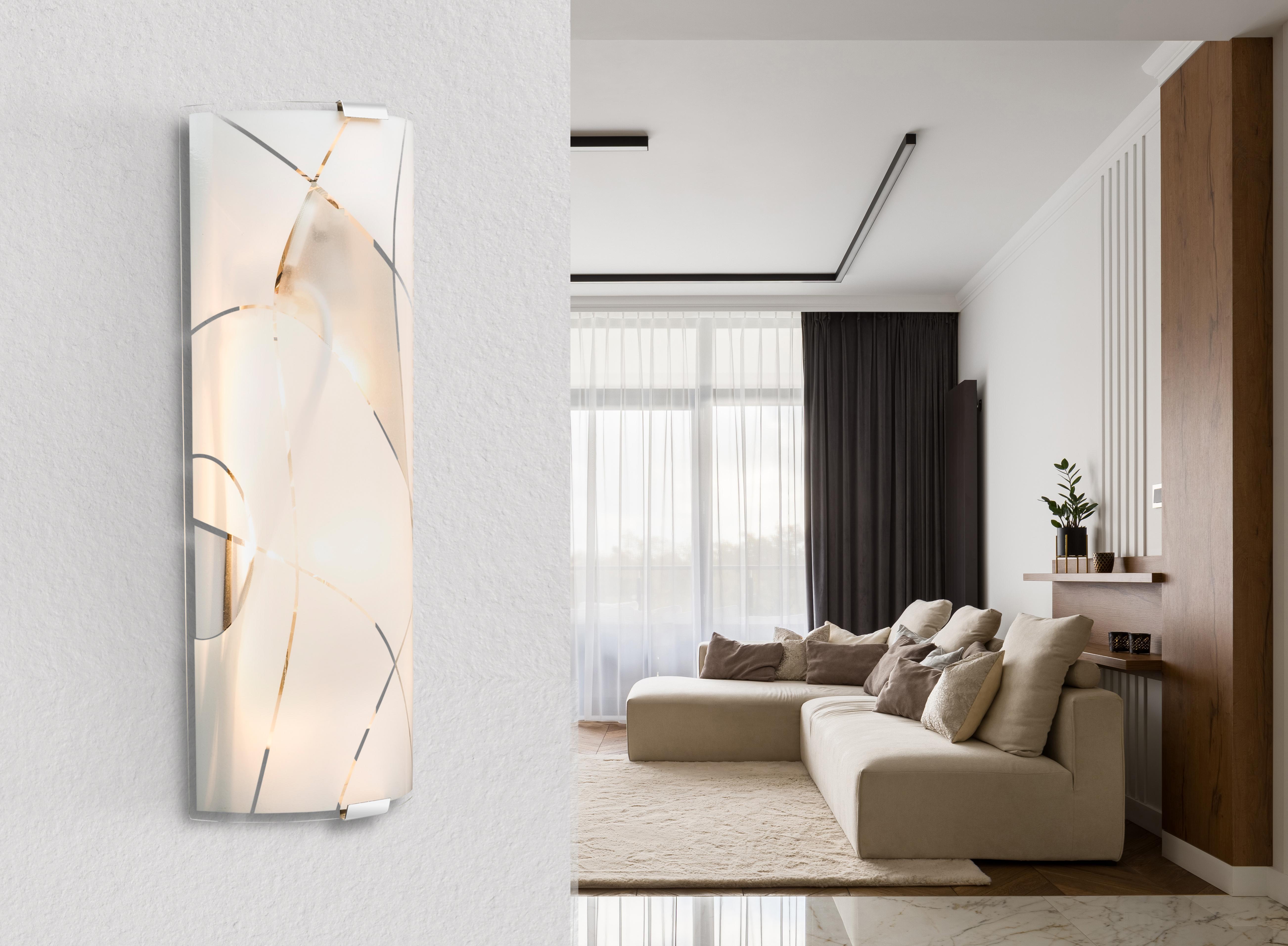 Wandleuchte 2-Flammig Weiß/Chromfarben - Chromfarben/Weiß, Design, Glas/Metall (36/6/15cm) - Globo