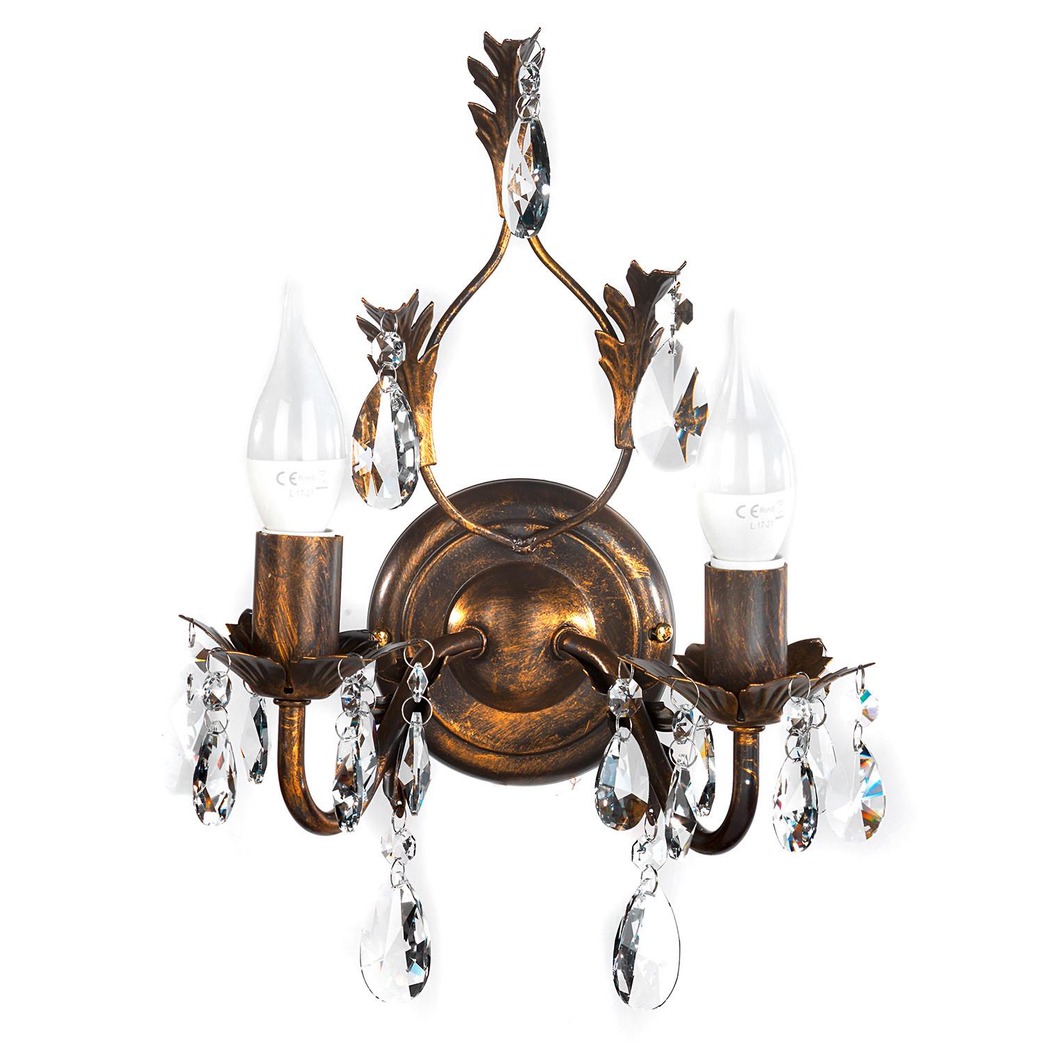 Wandleuchte 4670/Ap2 - Bronzefarben, KONVENTIONELL, Glas/Metall (30/30/20cm)