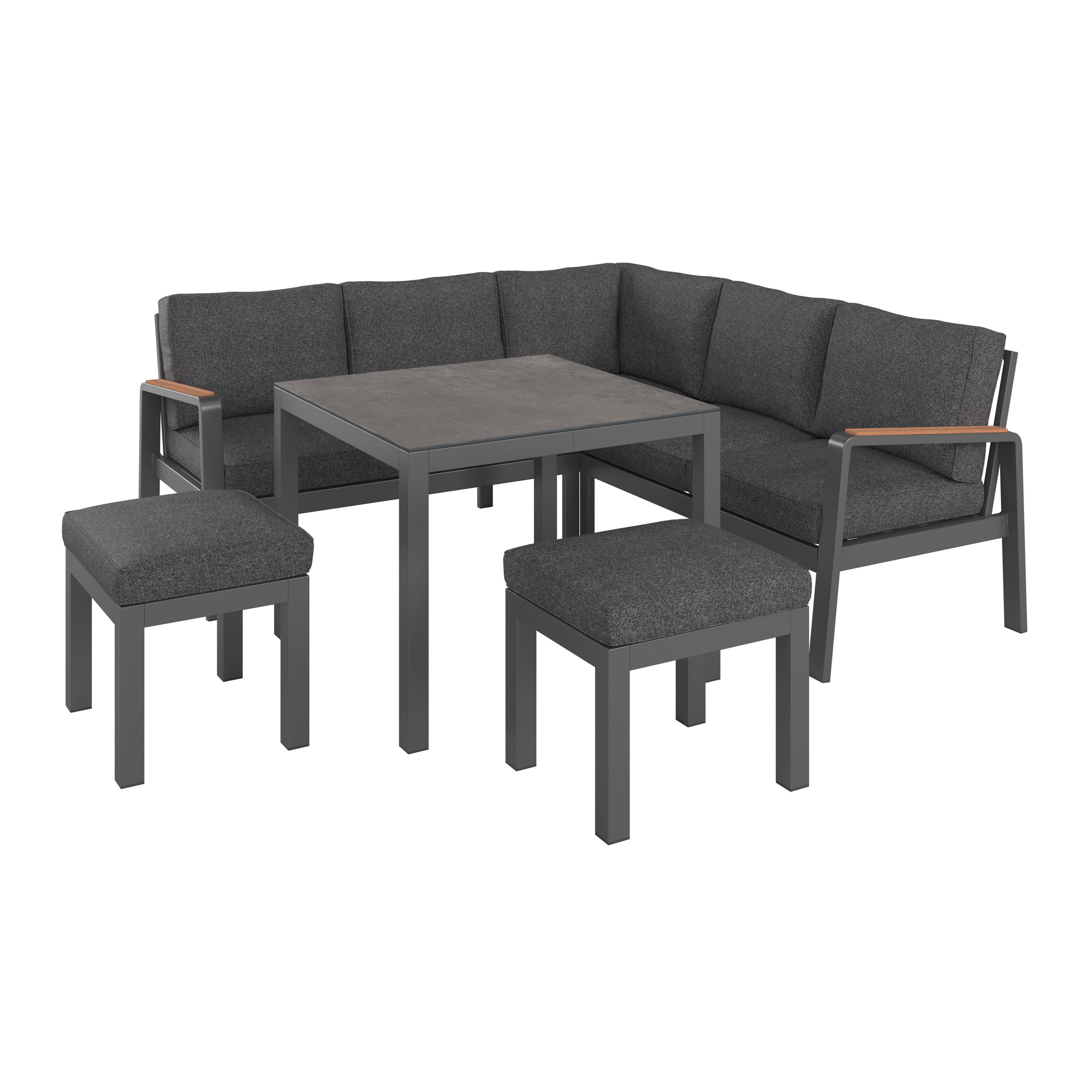 Loungegarnitur 4-tlg Sorrent Metall/textil/glas Mit Kissen - Anthrazit/Schwarz, MODERN, Keramik/Textil (193/193cm) - Beldano