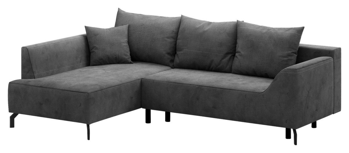 Eckschlafsofa Asolo Silberfarben S:167x273cm - Silberfarben/Schwarz, Design, Textil (167/273cm) - MID.YOU