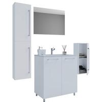 Badezimmer Gilos 5-Teilig Weiß B: 146 cm - Alufarben/Weiß, MODERN, Keramik/Holzwerkstoff (147cm) - MID.YOU