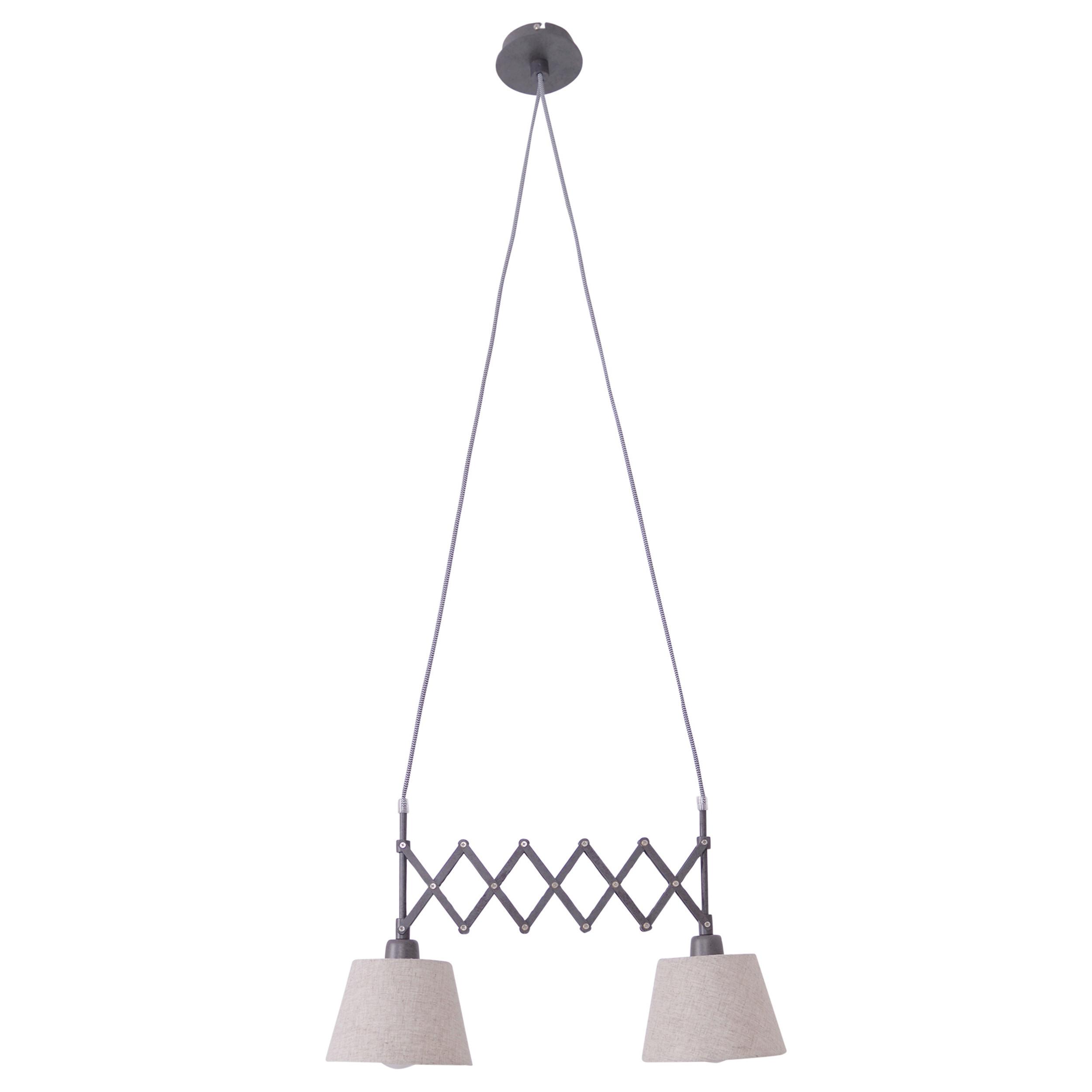 Hängeleuchte Adrienne H: 135cm 2-Flammig, ausziehbar - Braun/Naturfarben, KONVENTIONELL, Kunststoff/Textil (70/135cm) - Näve