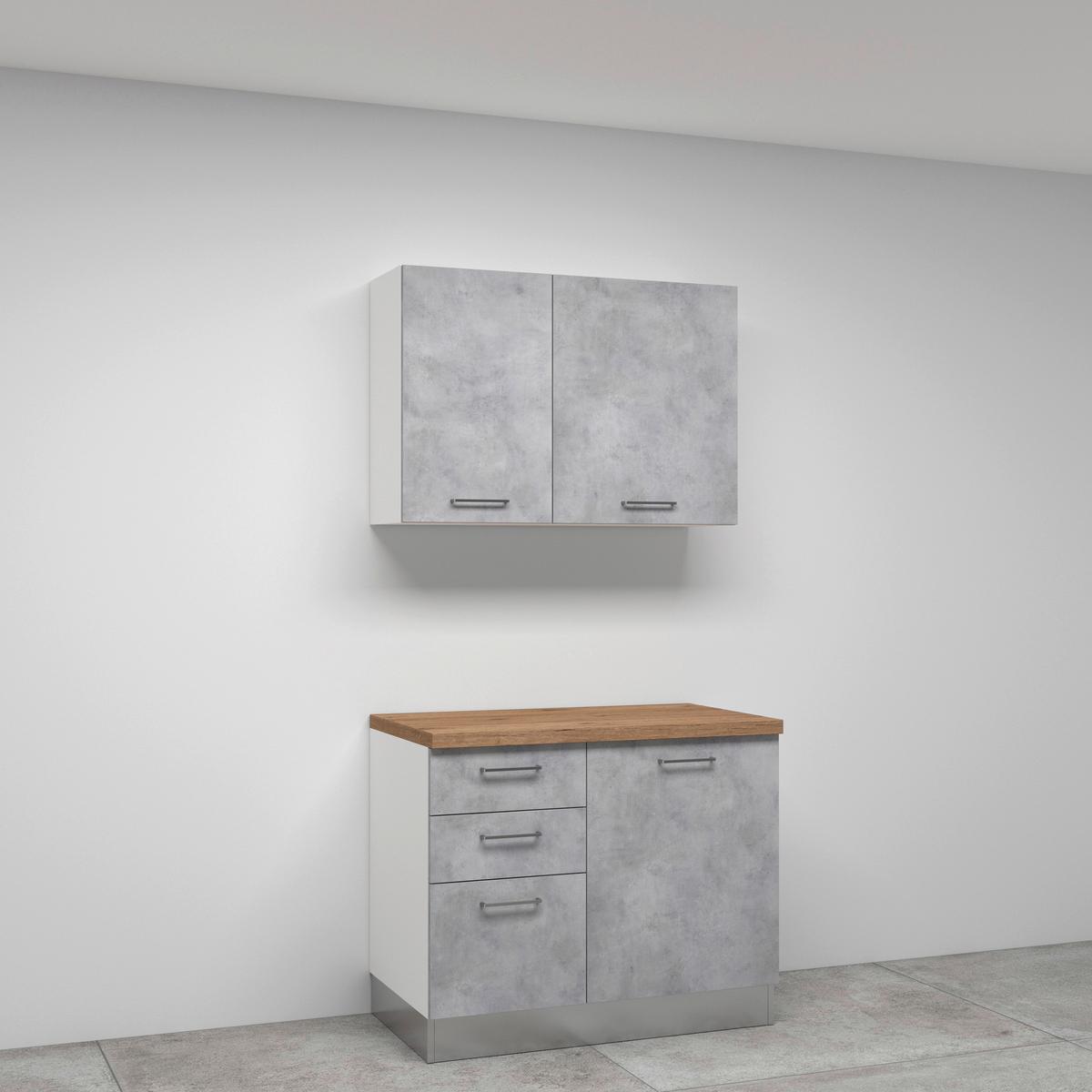 Küchenzeile Aura Mit Geräte 285 Cm Hellgrau/beton Optik - Honigeiche/Hellgrau, LIFESTYLE, Holzwerkstoff/Kunststoff (285cm) - MID.YOU