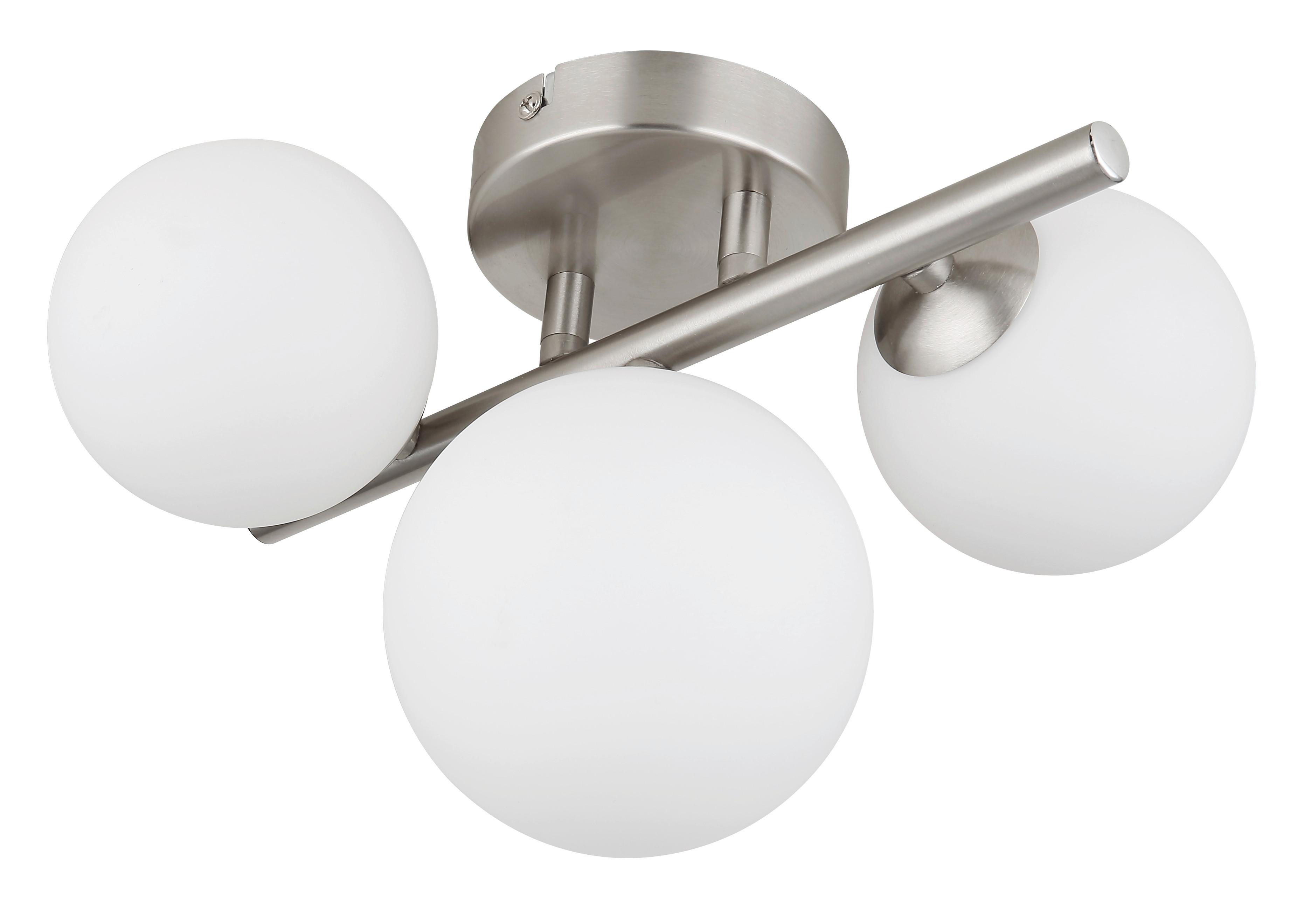 Led Mennyezeti Lámpa 56140-3w - opál/nikkel, Konventionell, Üveg/fém (28,5/23,5/20,5cm) - Globo