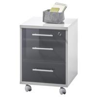 Rollcontainer Hellgrau / Glas Graphit Office Lux 40x56x40 Cm - Hellgrau/Graphitfarben, Design, Glas/Holzwerkstoff (40/56/40cm) - MID.YOU