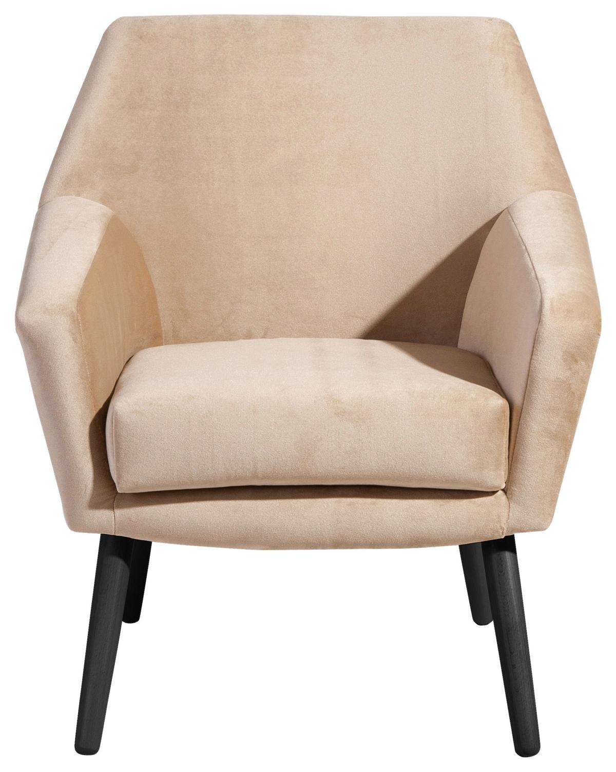 Polstersessel Mit Armlehnen Alegro Samt Sandfarben - Sandfarben/Schwarz, Design, Textil (67/81/71cm) - Max Winzer