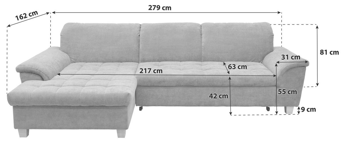 Ecksofa Franzi Blau Mikrofaser - Eichefarben/Dunkelblau, KONVENTIONELL, Textil (162/279cm) - MID.YOU