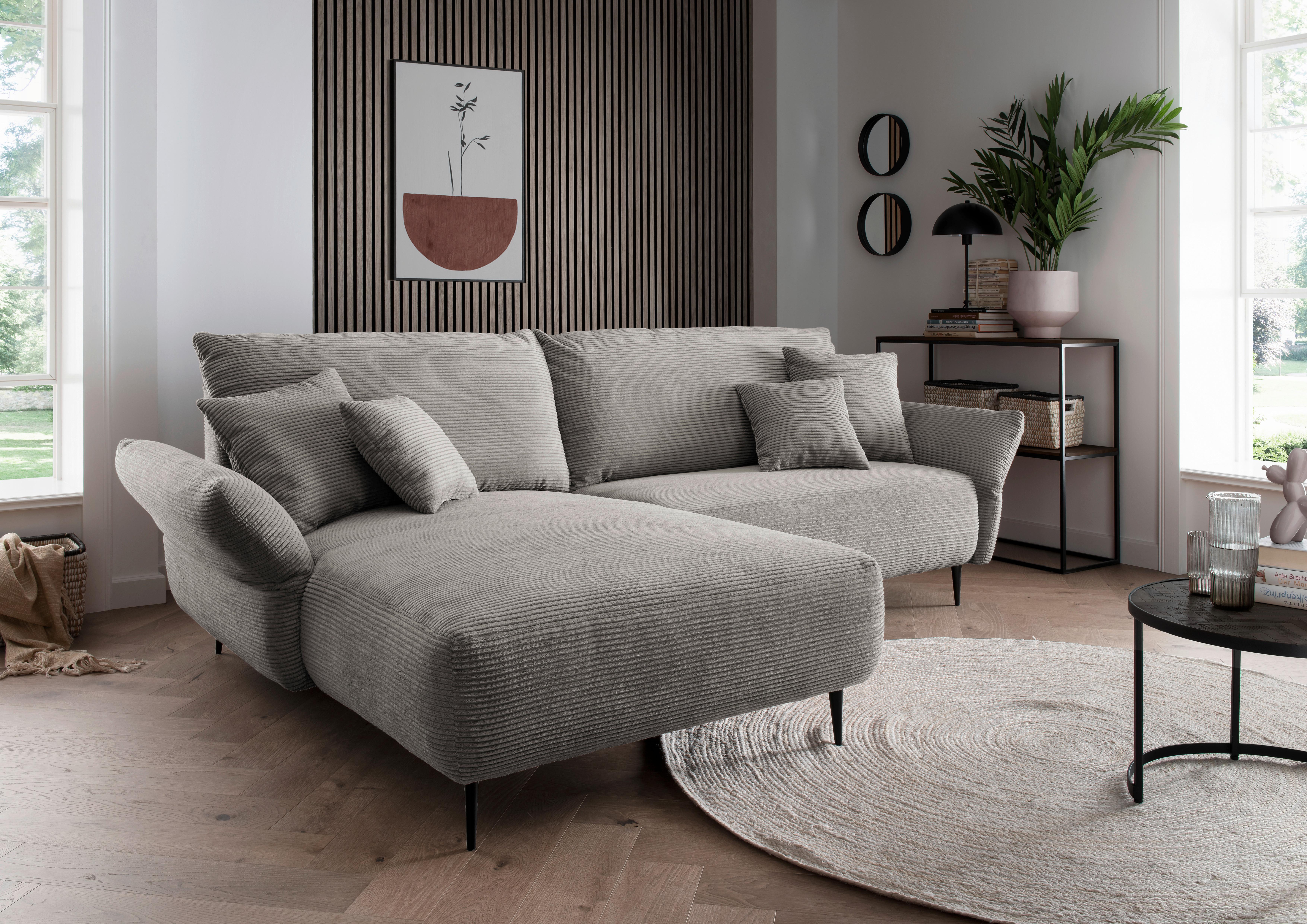 Ecksofa Vanilla Graubraun S: 178/286 cm - Graubraun/Schwarz, Design, Textil (178/260cm) - Livetastic