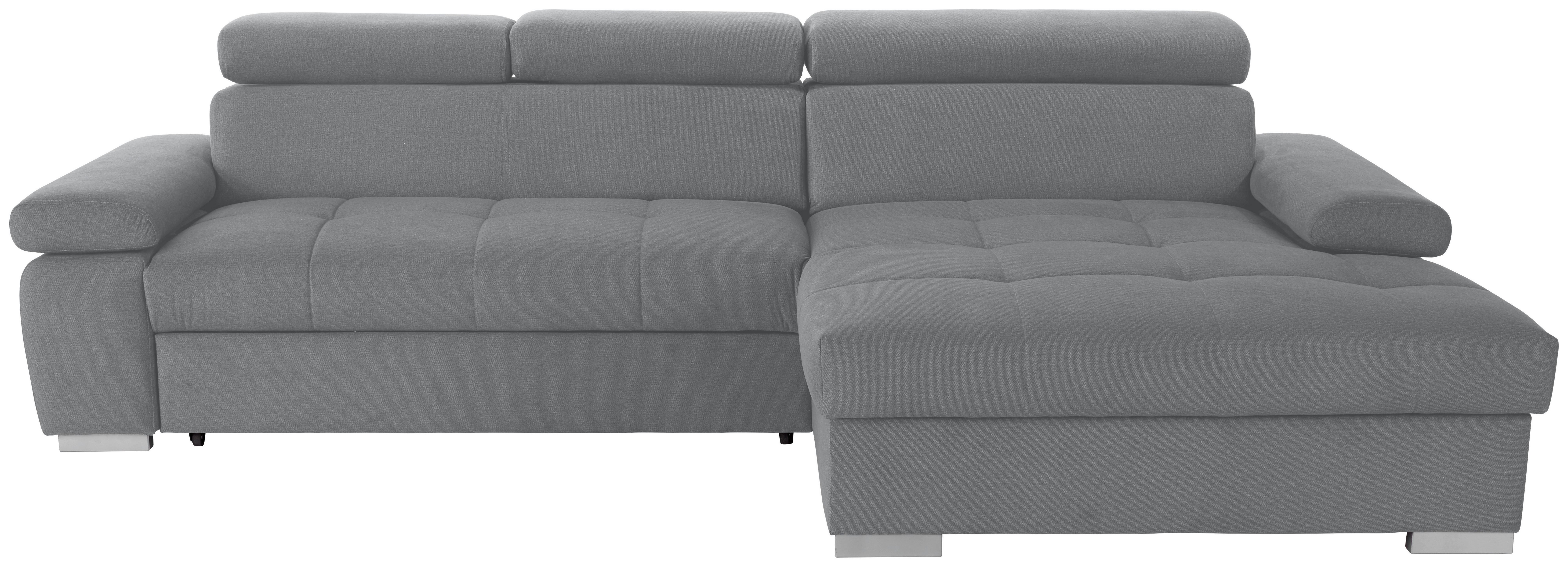 Ecksofa mit Bettkasten Perry Grau 292x183 cm - Silberfarben/Grau, Design, Textil (292/183cm) - Livetastic