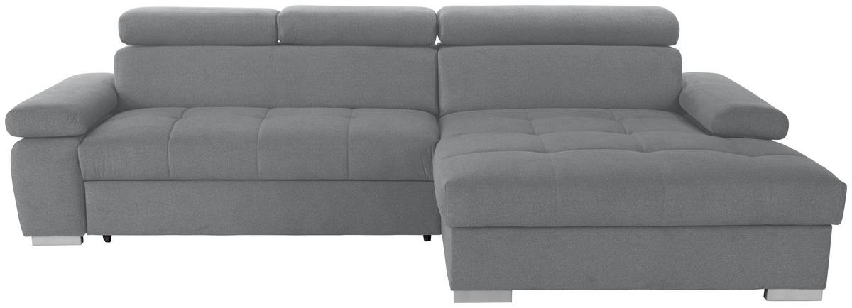 Ecksofa mit Bettkasten Perry Grau 292x183 cm - Silberfarben/Grau, Design, Textil (292/183cm) - Livetastic