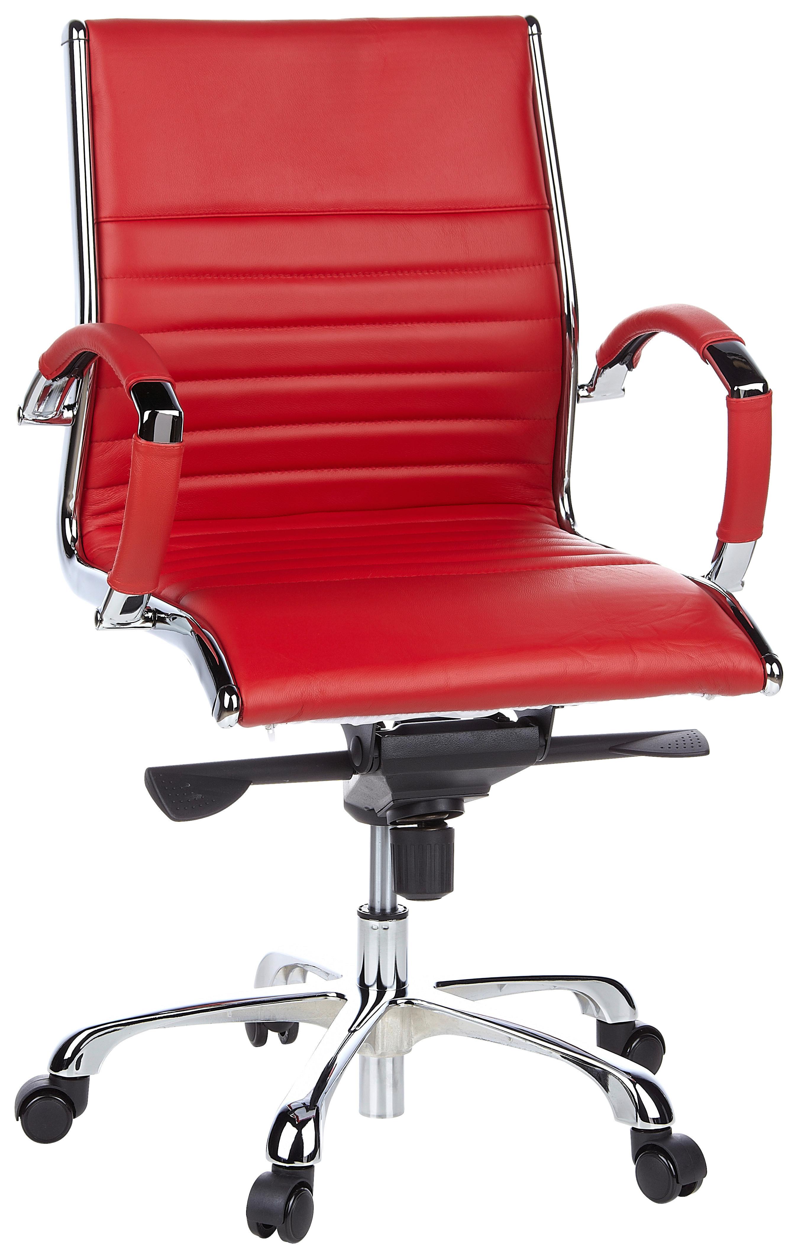 Bürostuhl Parma Mit Wippfunktion Rot Bis 110 Kg - Chromfarben/Rot, MODERN, Leder/Kunststoff (60/111/50cm) - MID.YOU