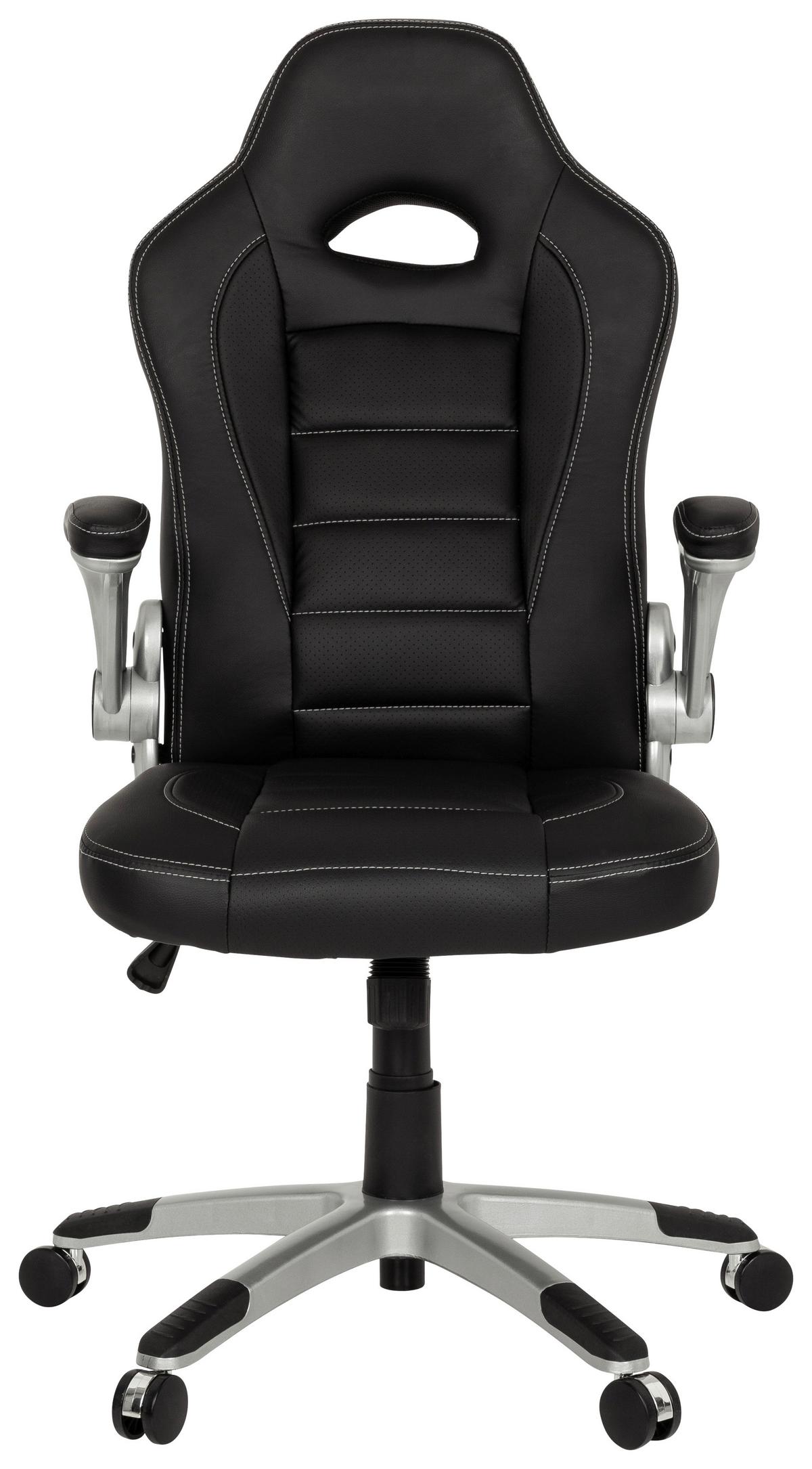 Gamingstuhl Game Sport Schwarz - Silberfarben/Schwarz, MODERN, Kunststoff/Textil (64/118/57cm) - MID.YOU