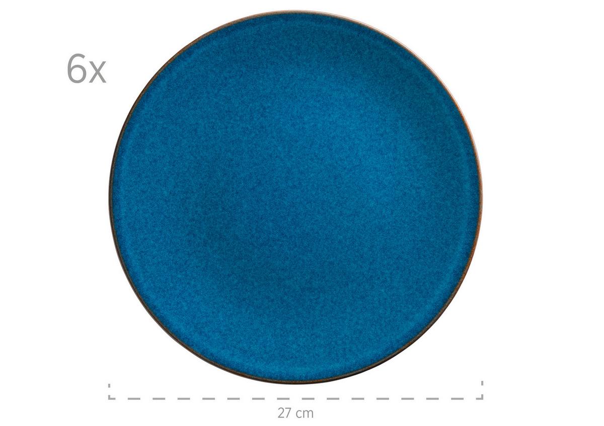 Tafelservice Blau 6 Personen 12-teilig - Blau, Basics, Keramik (36/36,5/31,5cm) - Mäser