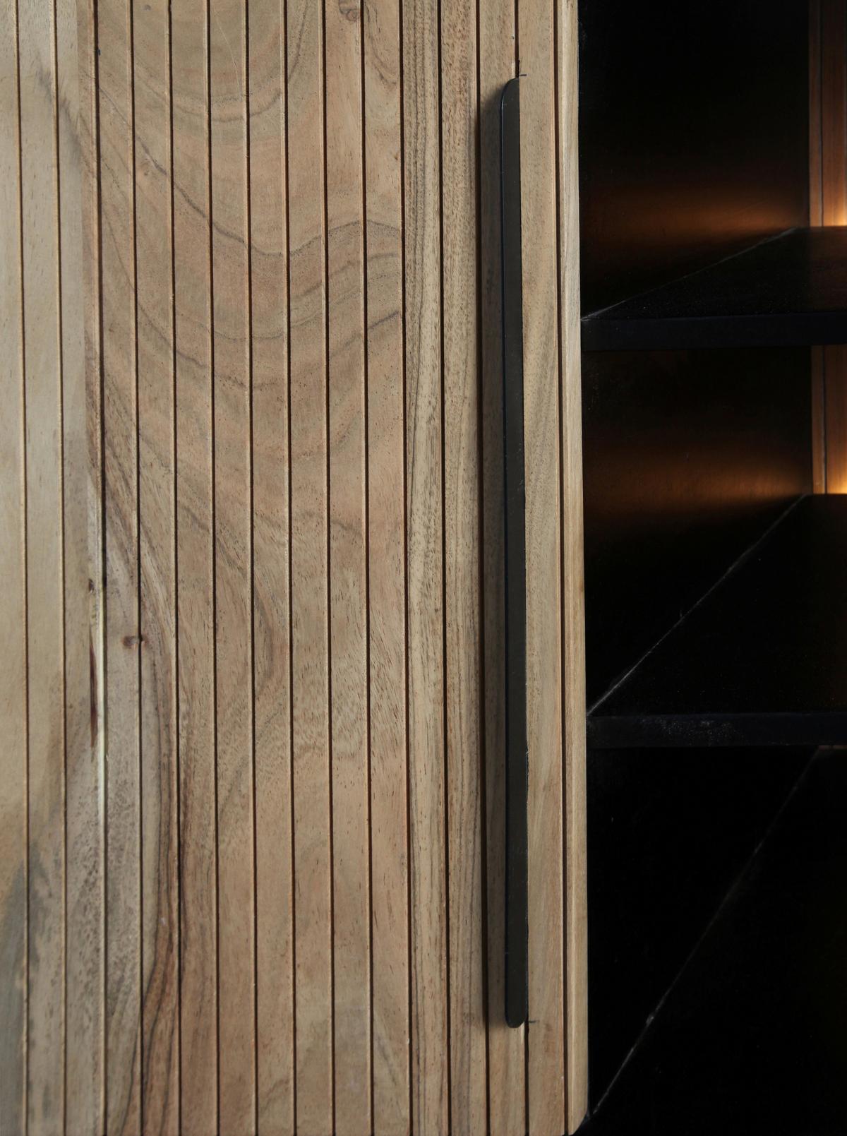 Kommode Kunja Akazie Massiv, B: 175 cm - Schwarz/Akaziefarben, Trend, Holz/Metall (175/80/40cm)