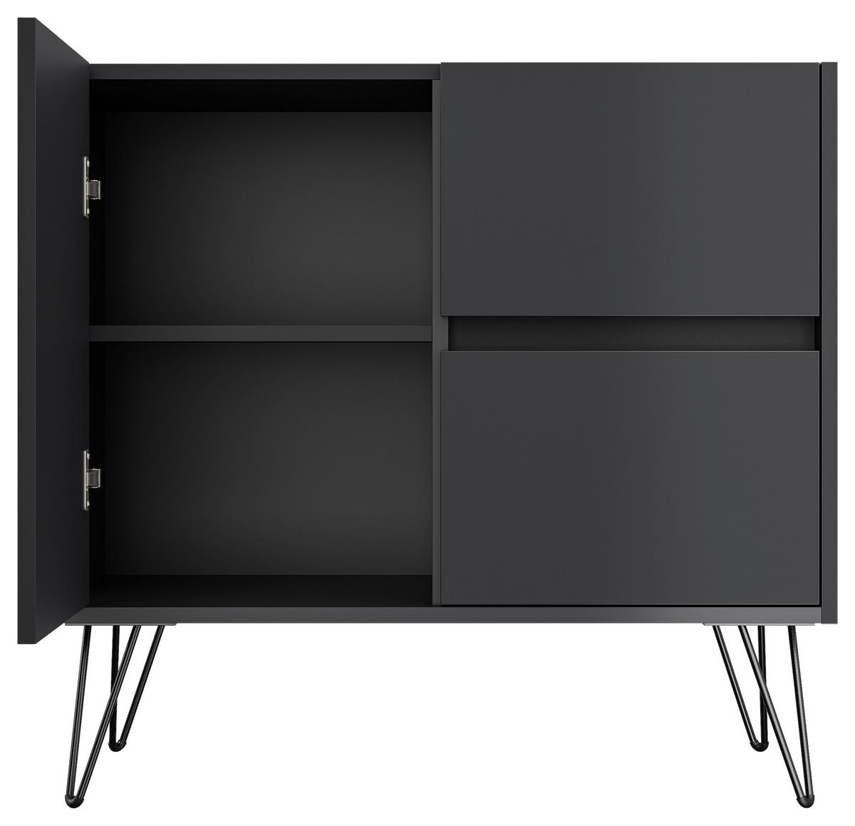 Sideboard Posseik Industrial Graphitfarben B: 79 cm - Graphitfarben/Schwarz, Design, Holzwerkstoff (79/75,8/42cm) - MID.YOU