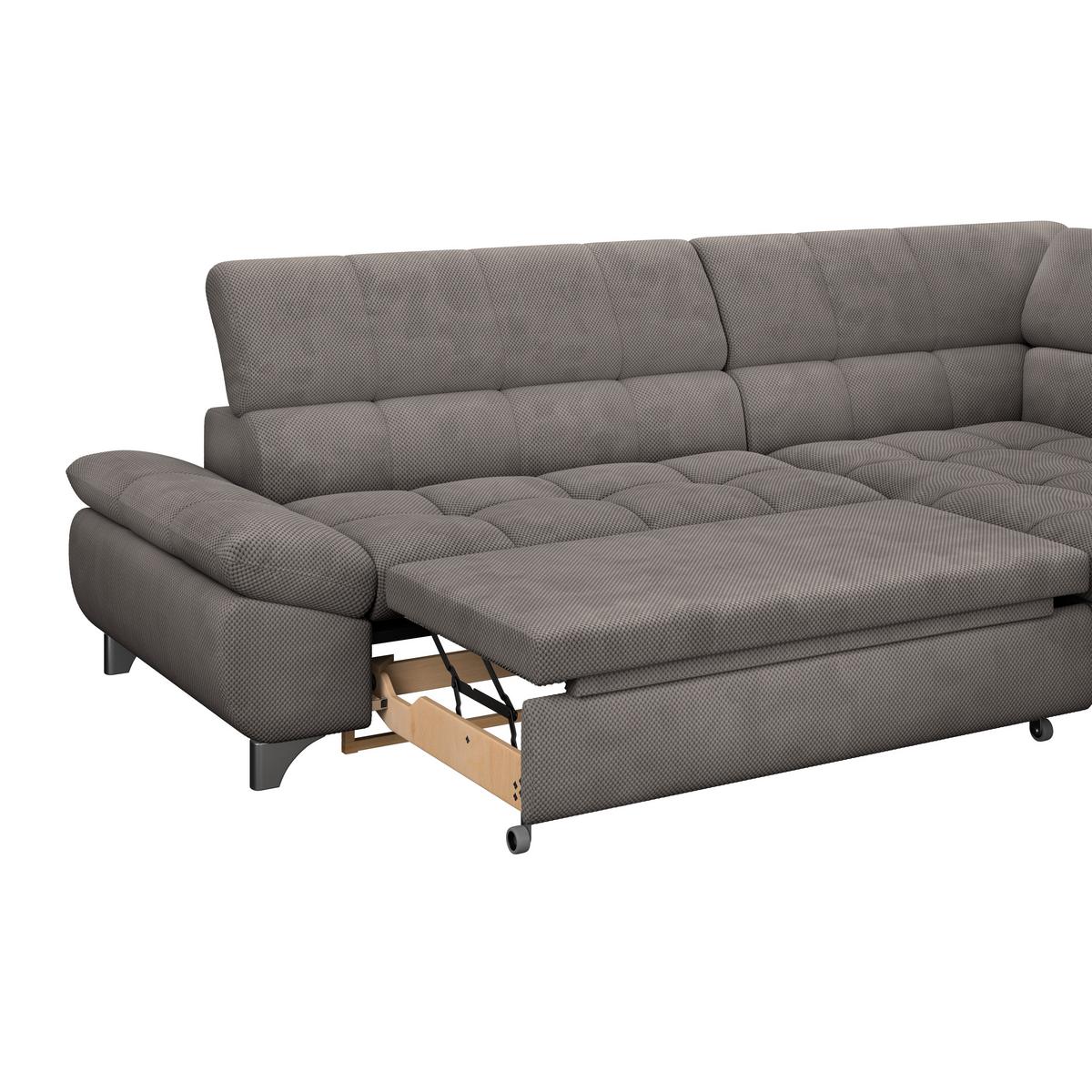 Ecksofa Gemini Braun, B: 312cm - Chromfarben/Braun, KONVENTIONELL, Textil (312/234cm)